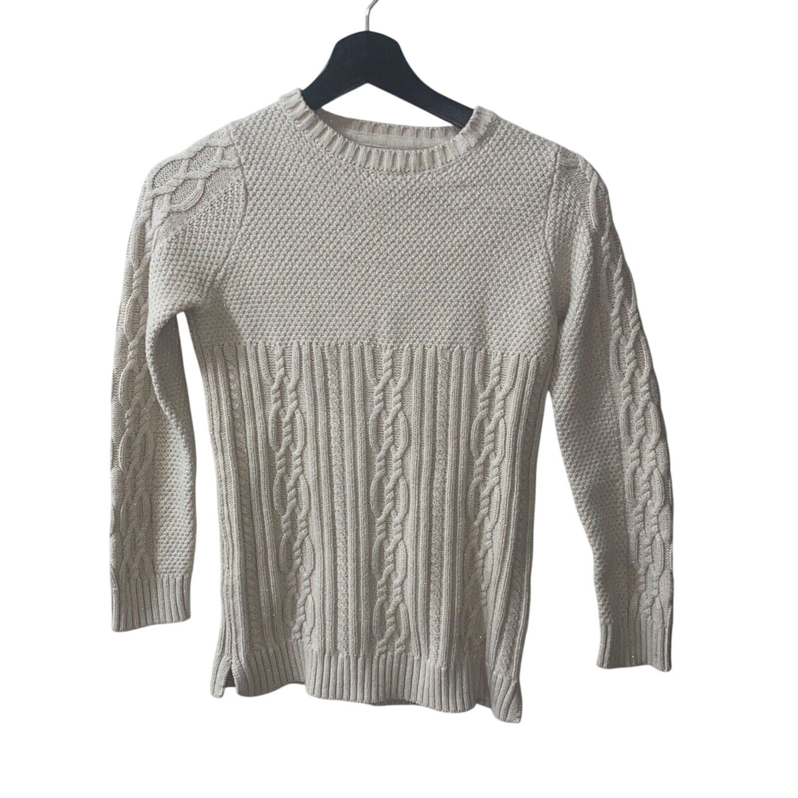 Tommy Bahama Tommy Bahama Girls Sweater Beige Glitter Cable Knit 10/12 Size XL / US 12-14 / IT 48-50 - 1 Thumbnail