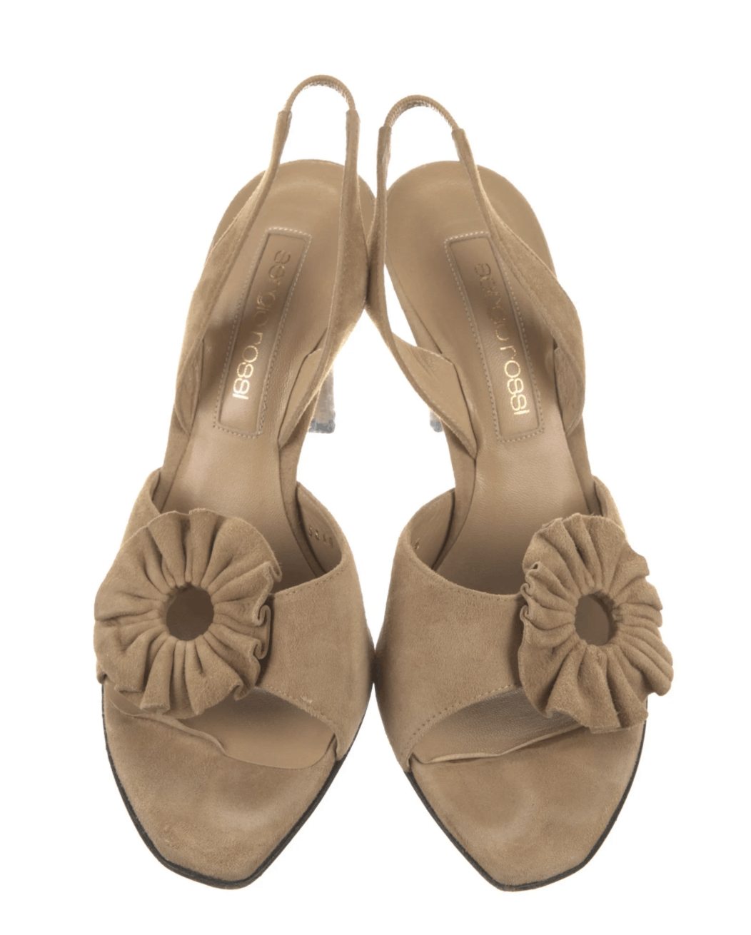 Suede Floral Print Slingback Sandals