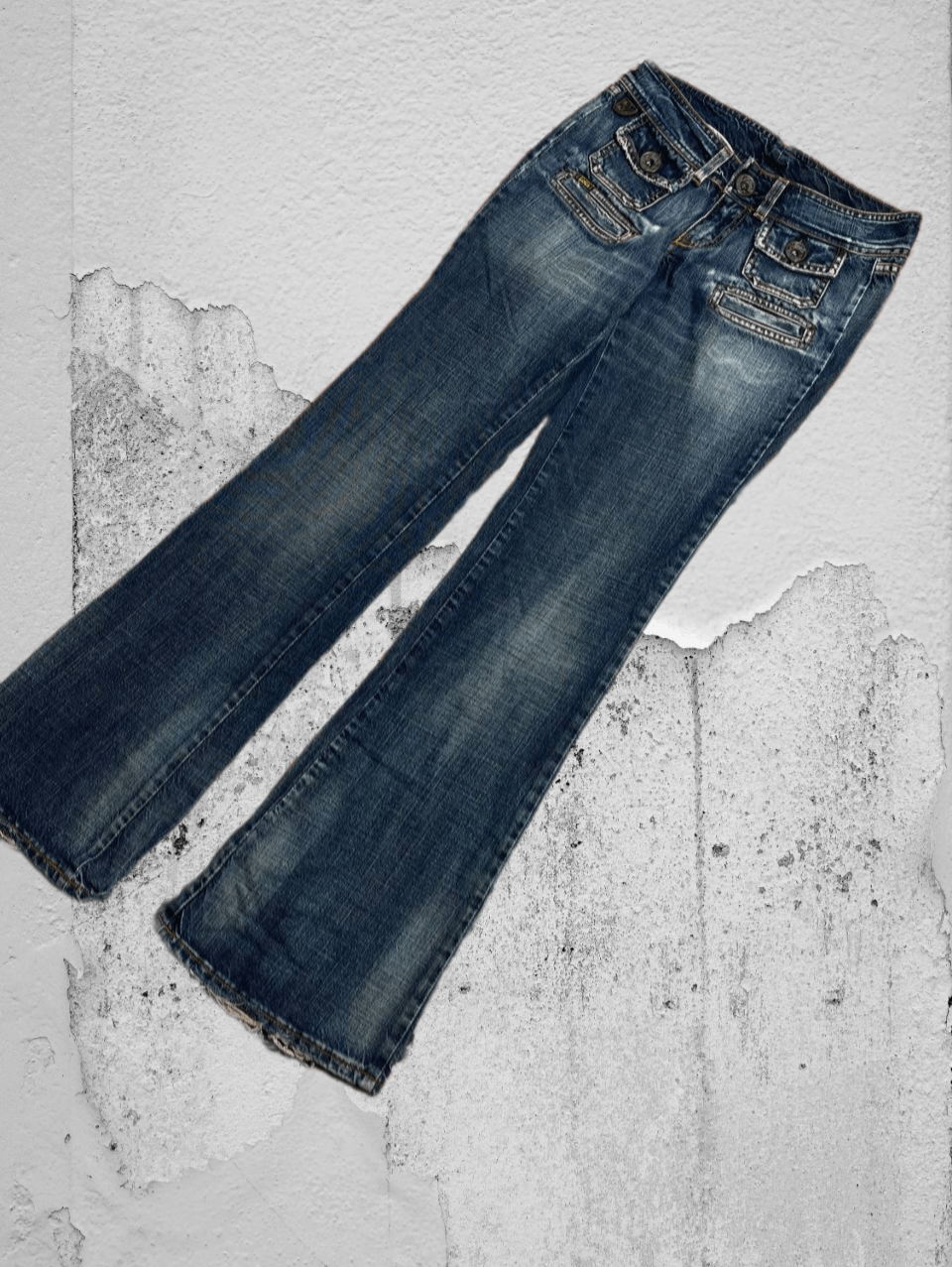 Japanese Brand Dirty Painted Patchwork Distressed Crush Faded Y2K Jeans Size US 34 / EU 50 - 1 Thumbnail