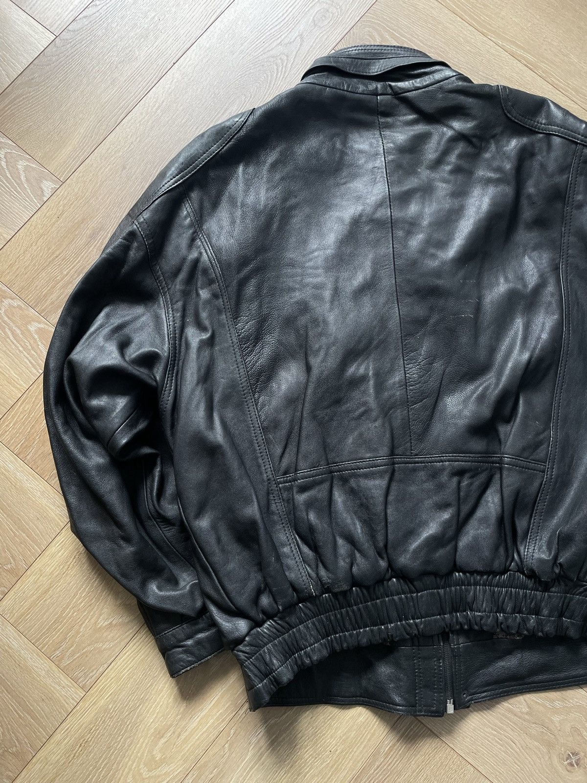 Vintage Vintage Y2k Black Real Leather Zip Bomber Jacket Avant Garde Size US XL / EU 56 / 4 - 8 Thumbnail