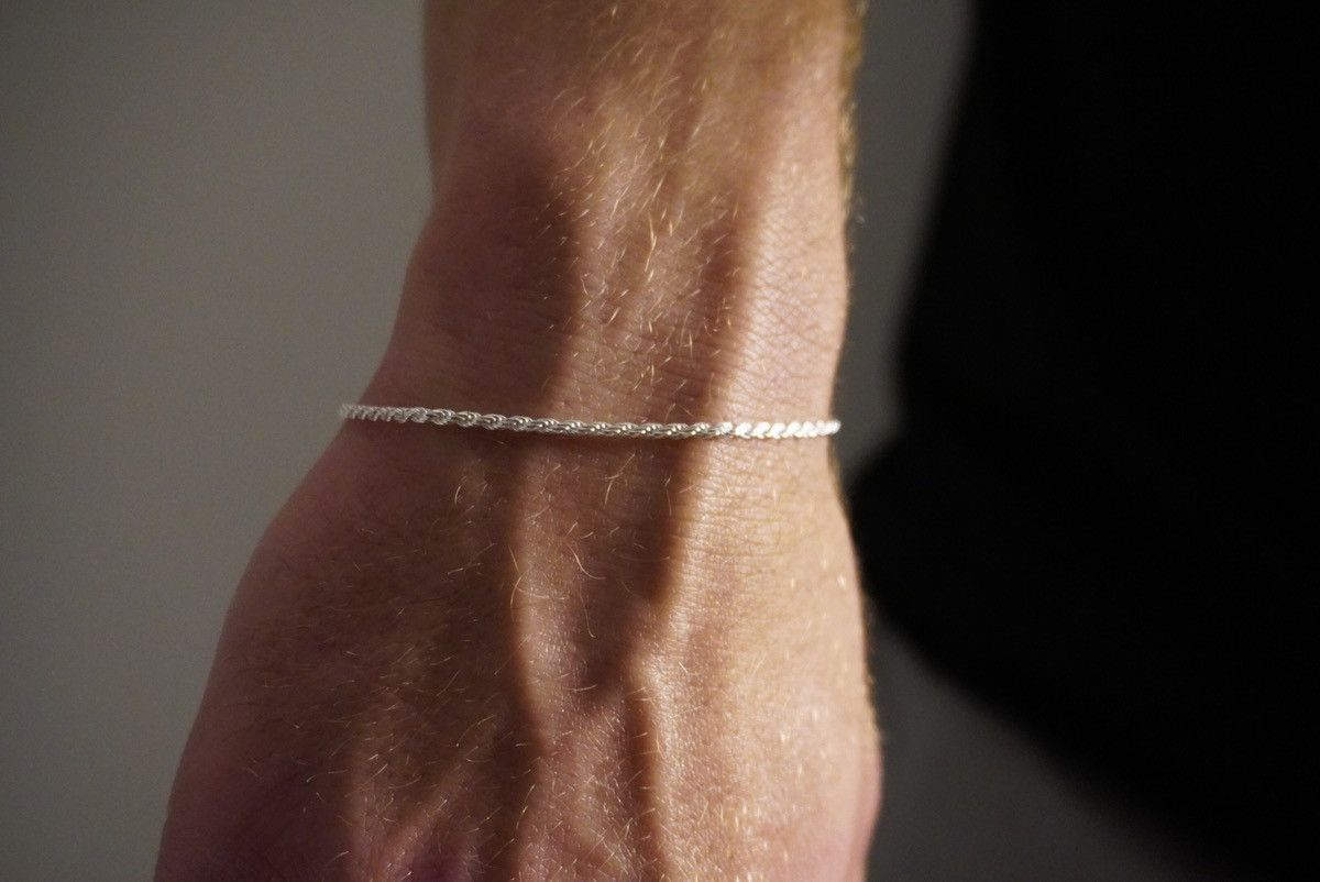Jewelry Silver Bracelet Solid .925 Silver Rope Bracelet 2mm 8 Inches Size ONE SIZE - 6 Thumbnail