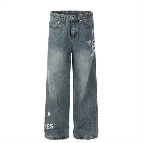 Jean American street hip-hop trend loose letter print jeans Size US 32 / EU 48 - 1 Thumbnail