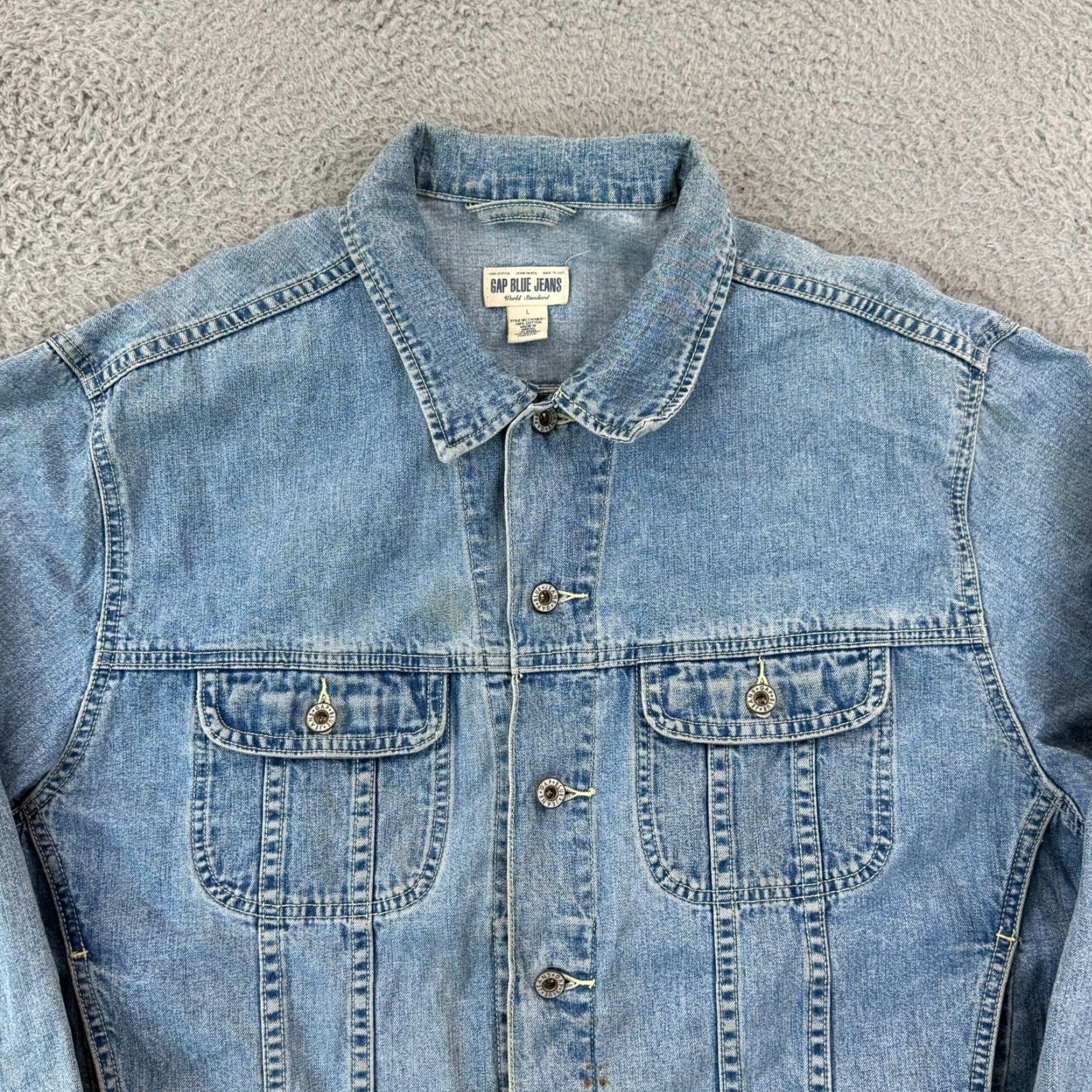 Gap VINTAGE Gap Blue Jean Jacket Men Large Denim Button Up Pocket Trucker Preppy Y2K Jeans Jacket 90s Classic Mens Size US 33 - 4 Thumbnail
