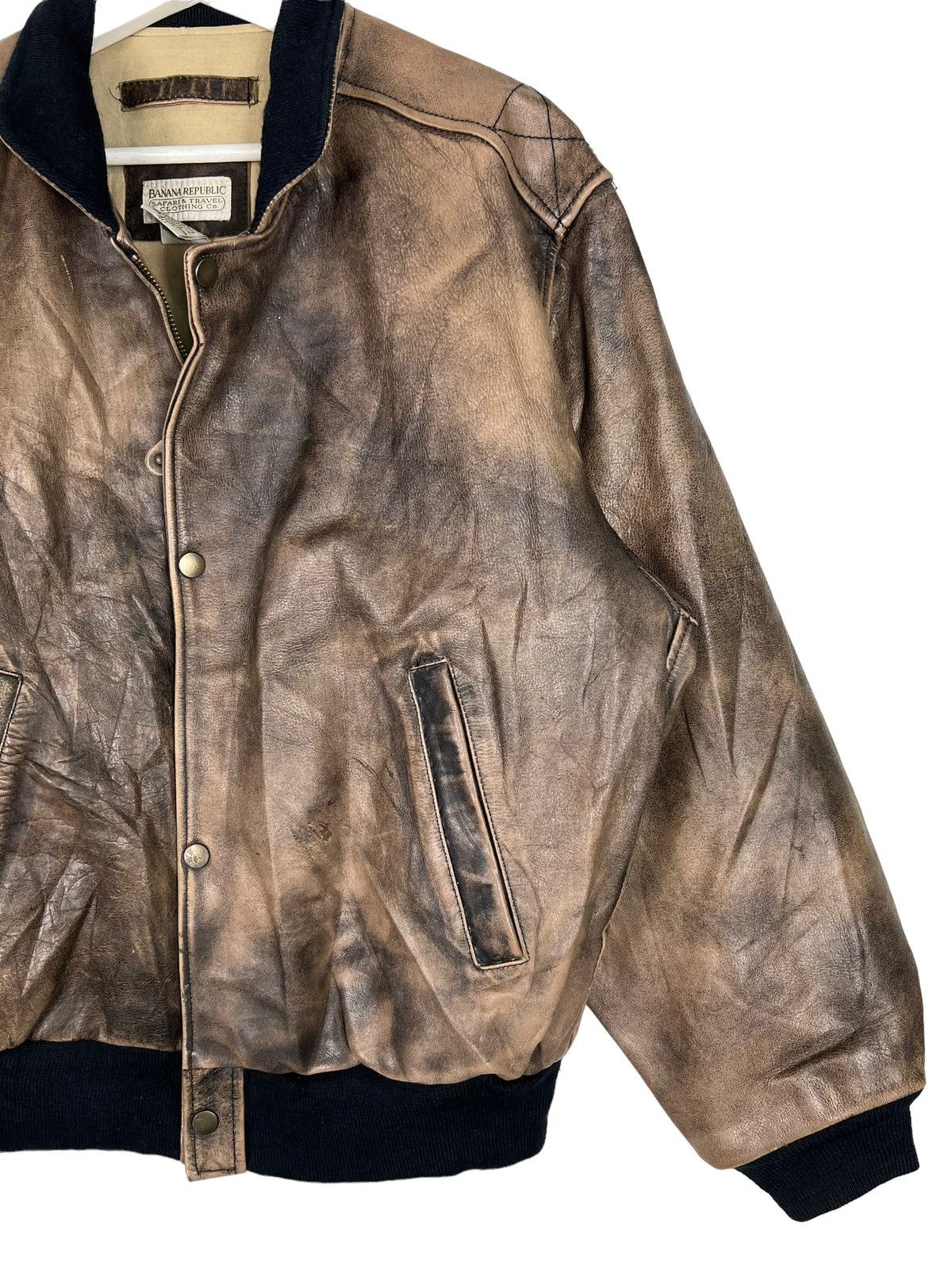 Banana Republic 🔥 1980s BANANA REPUBLIC TRAVEL SAFARI DYED LEATHER JACKET Size US L / EU 52-54 / 3 - 8 Thumbnail