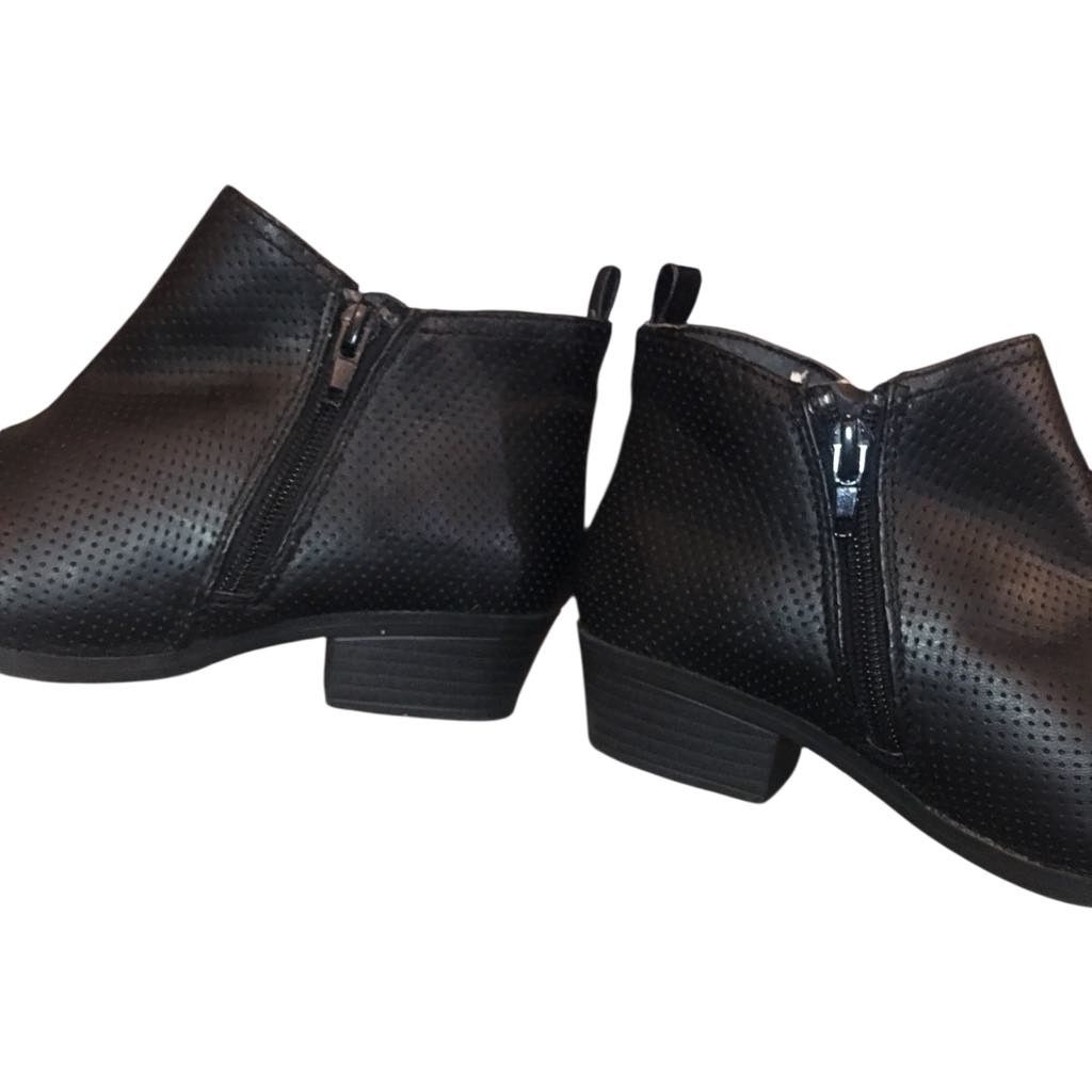Other Sugar Girl's Black Perforated Ankle Boot Booties Side Zip 3M Size US 5.5 / IT 35.5 - 3 Thumbnail