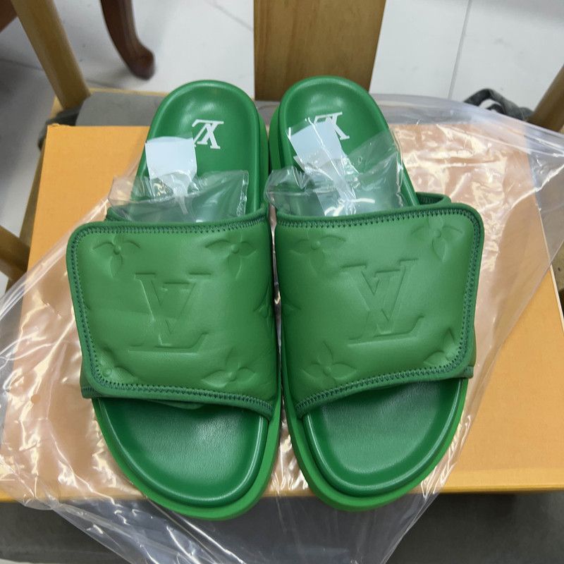 Louis Vuitton Louis Vuitton Green Slide Sandals for Men -2508 Size US 8 / EU 41 - 2 Thumbnail