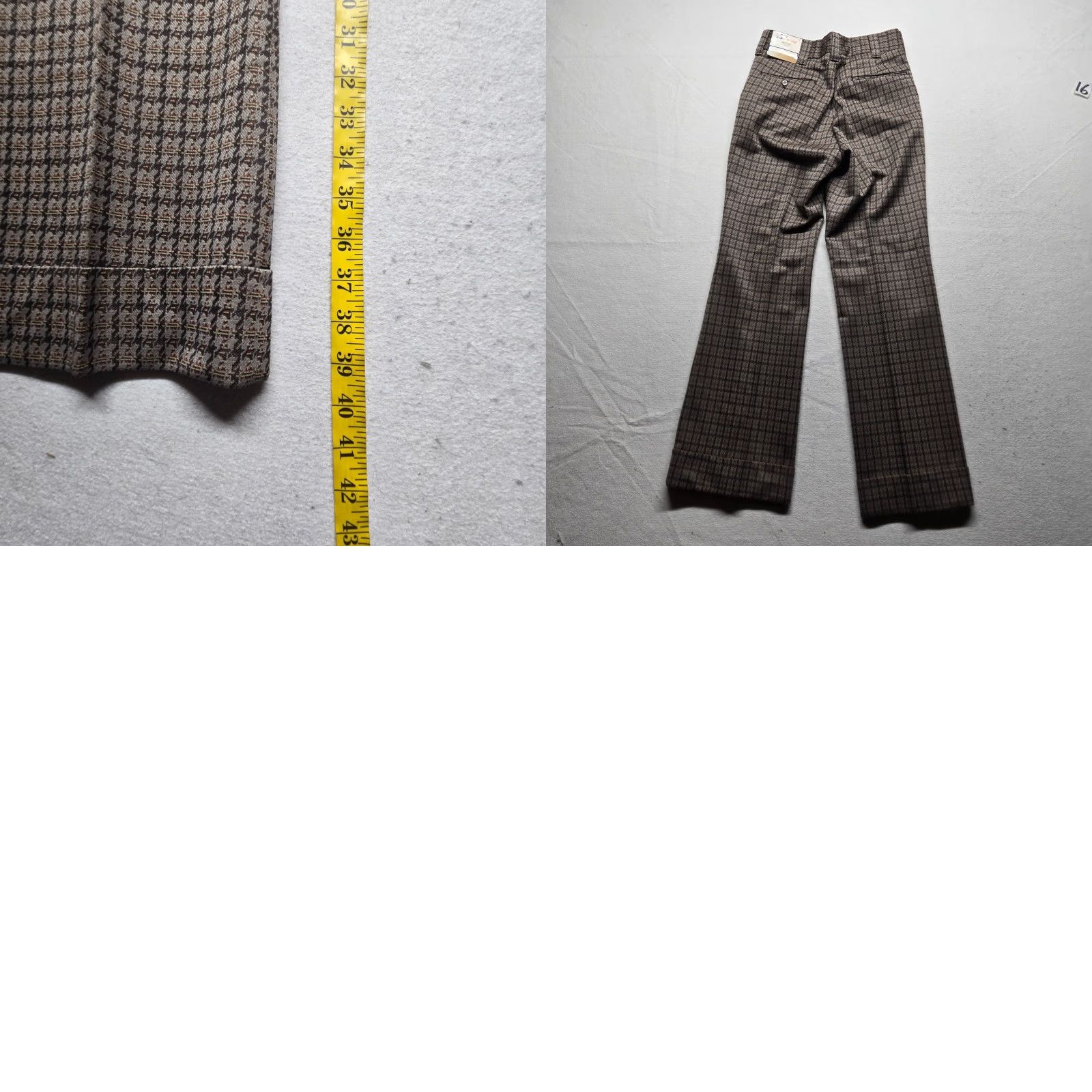 Wrangler VINTAGE Mr. Wrangler Brown Knit Flare Cuffed Plaid Pants Men's 29 x 30 Size US 29 - 9 Thumbnail