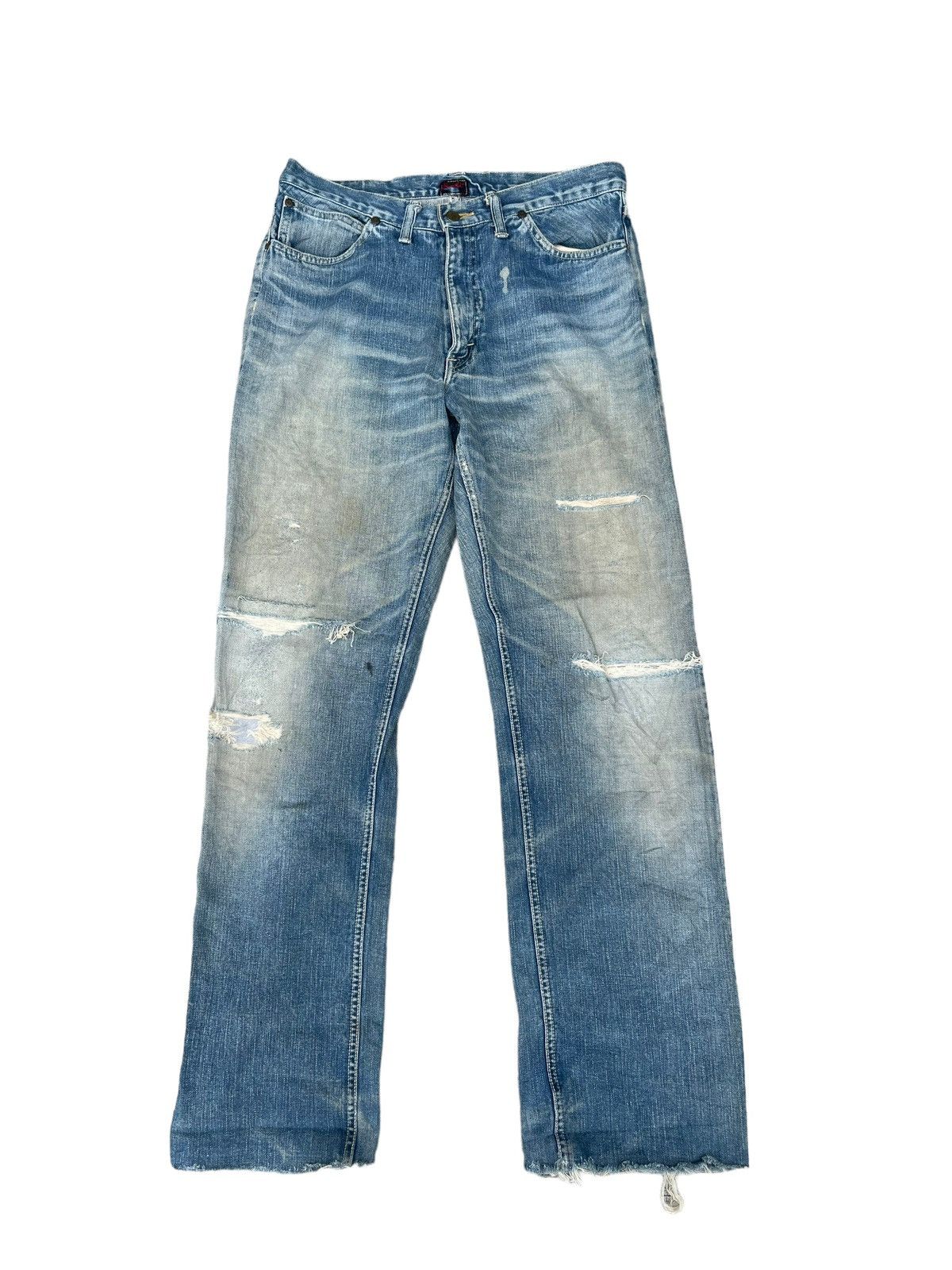 image of Distressed Denim x Union Made Vintage Lee Riders Half Selvedge in Blue, Men's (Size 33)