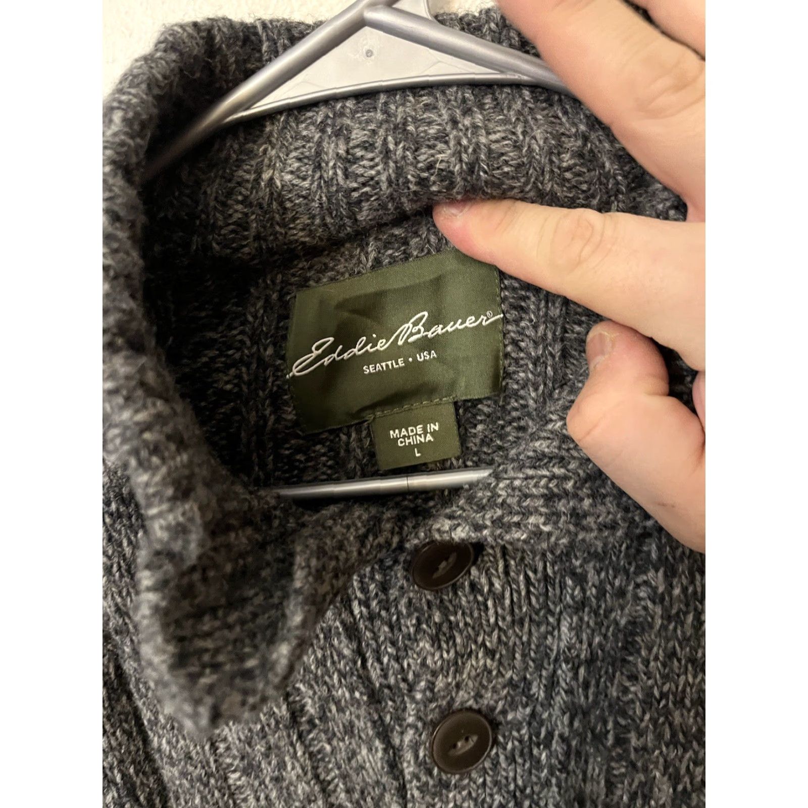 Eddie Bauer VTG Eddie Bauer Ribbed Knit Mock Neck Sweater L Gray 78% Lambswool Nylon Button Casual Mens Pullover Size L Size US L / EU 52-54 / 3 - 2 Thumbnail