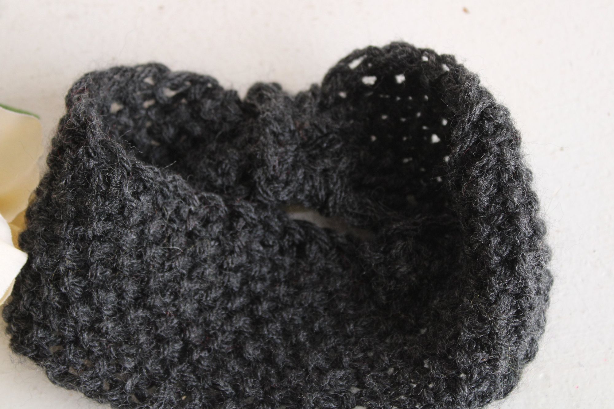 Handmade Hand Knit Headband, Earwarmer in Gray, with a Vintage Button Size ONE SIZE - 9 Thumbnail