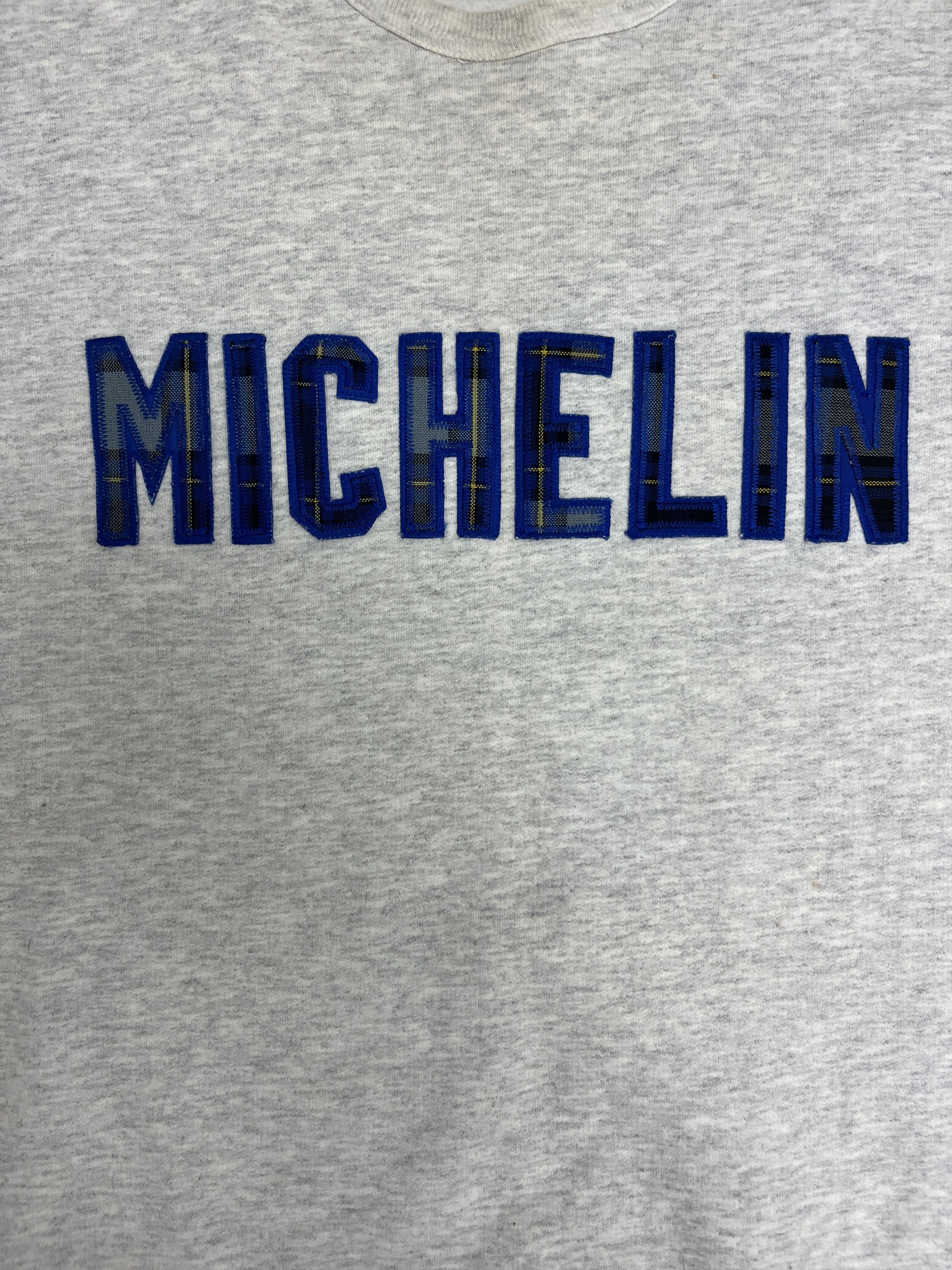 Vintage Michelin Plaid Stitched Vintage Grey Crewneck Sweater Size US XL / EU 56 / 4 - 2 Thumbnail