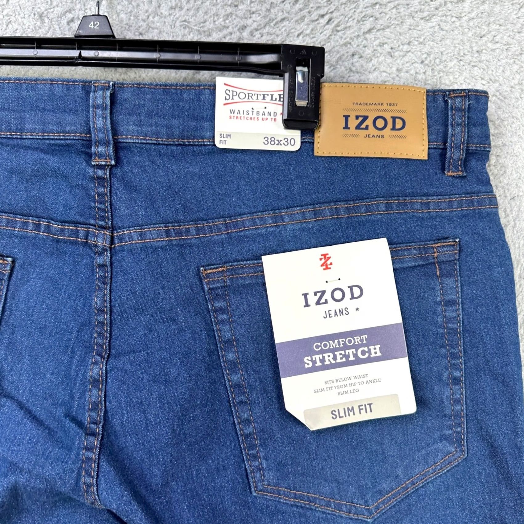 Izod VINTAGE Izod Sport Flex Men Slim Jeans 38X30 Blue 5 Pockets Comfort Stretch Denim NEW Size US 38 / EU 54 - 6 Thumbnail