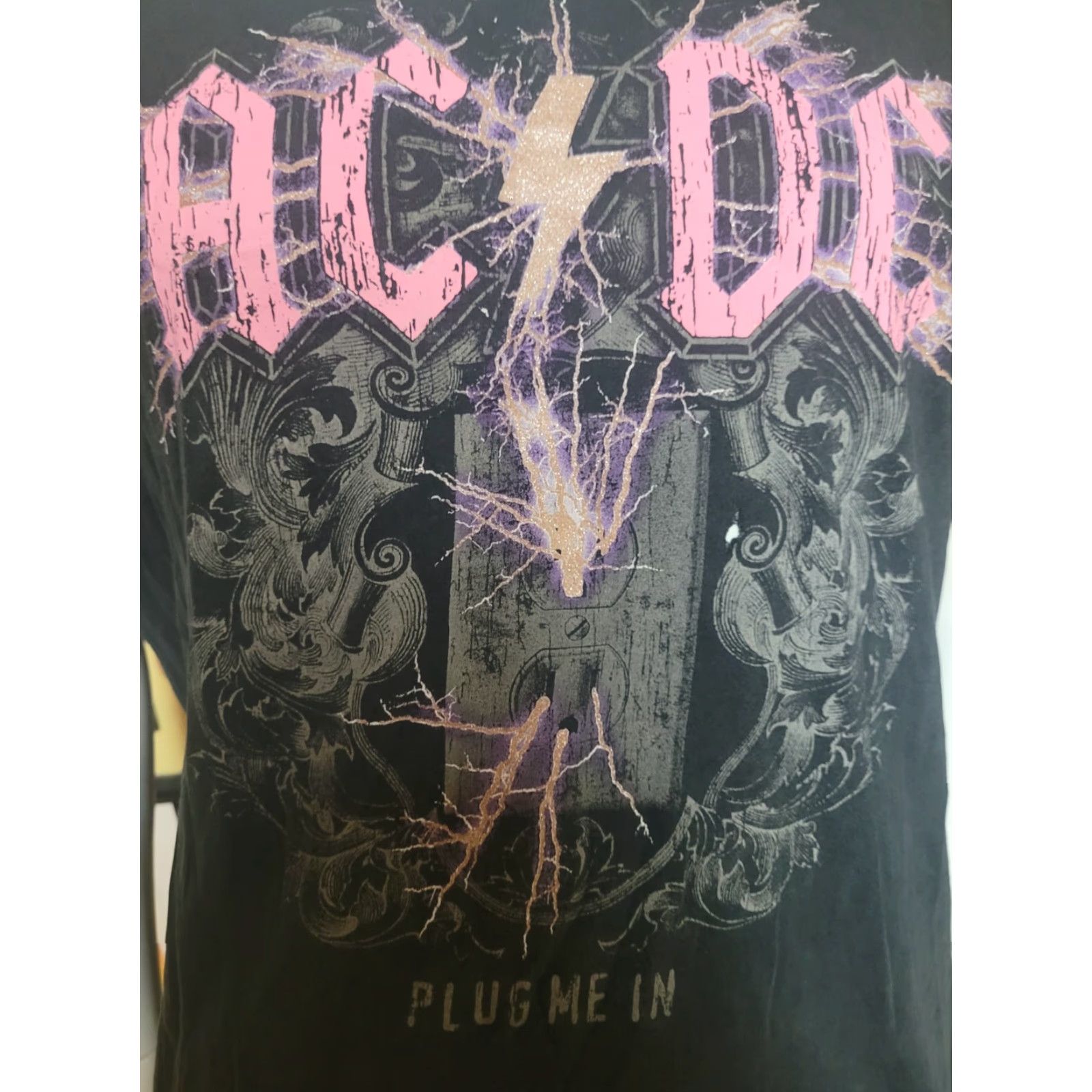 Etro Womens Retro AC/DC Plug Me In Classic Rock N Roll T Shirt 2XL Beat Up Size XXL / US 16-18 / IT 52-54 - 2 Thumbnail