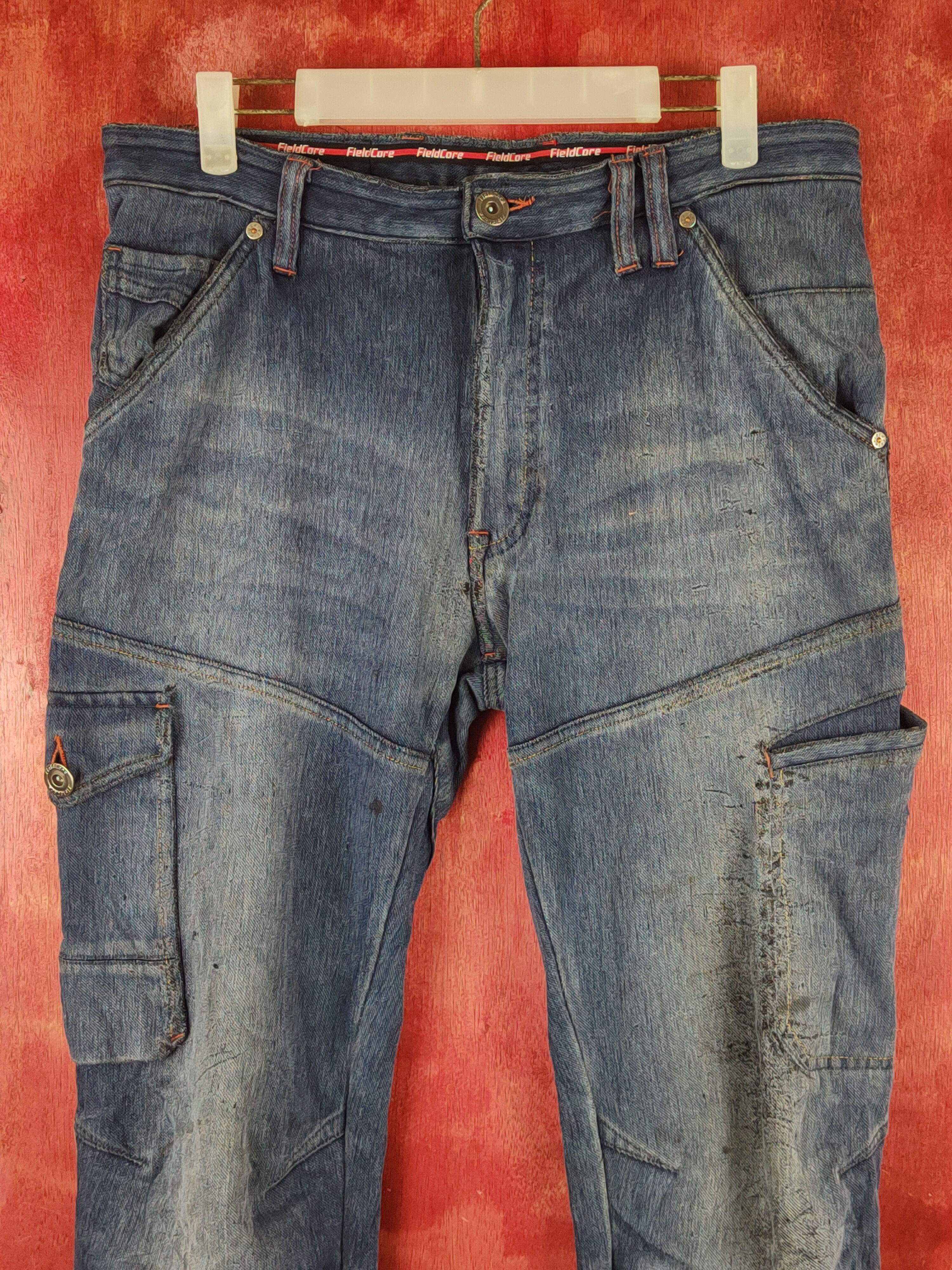 Japanese Brand FieldCore Dark Blue Faded Distressed Ripped Jeans #S2362 Size US 33 - 2 Thumbnail