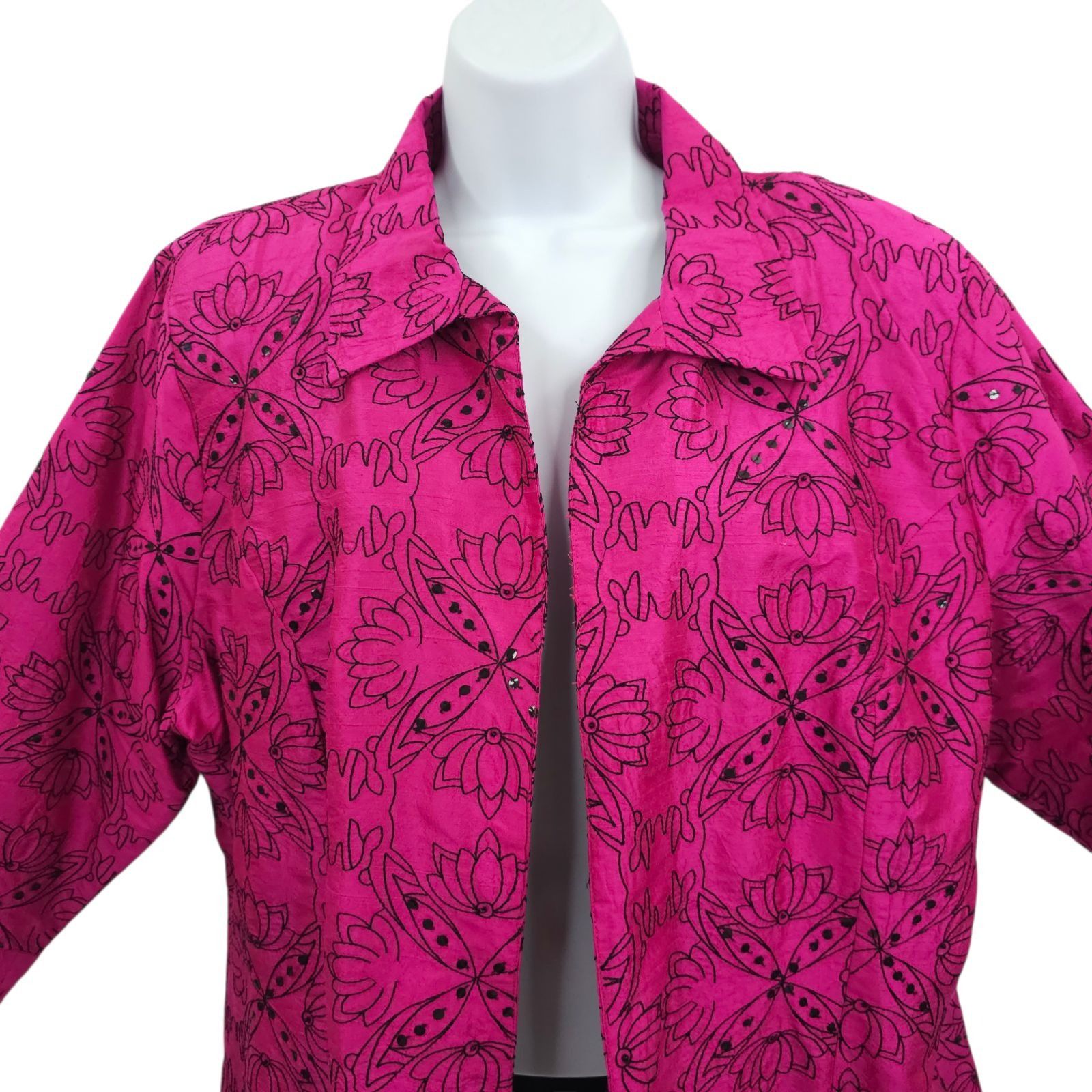 Other Bleu Bayou Pink Embroidered Sequin Jacket 1X Boho Y2K Artsy Size XXL / US 16-18 / IT 52-54 - 11 Thumbnail