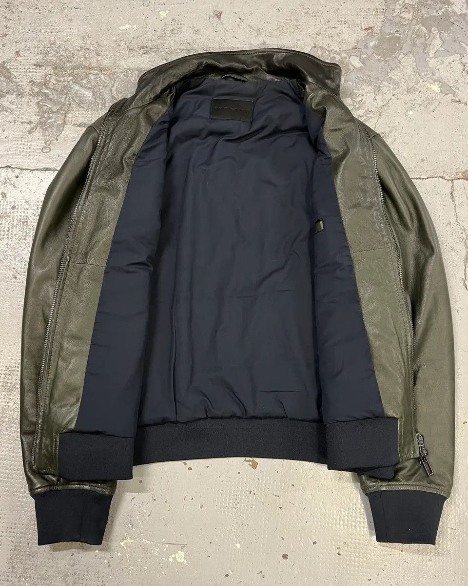 Emporio Armani AW2019 Emporio Armani Green Leather Bomber Jacket Size US L / EU 52-54 / 3 - 8 Thumbnail