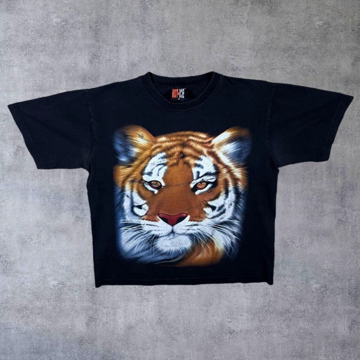 Vintage VINTAGE Hot-Ice Tiger Animal Nature Graphic Black T-Shirt M Mens Regular Short Sleeve Cotton Graphic Print 90s Theme Tiger Back Print Size US M / EU 48-50 / 2 - 2 Thumbnail