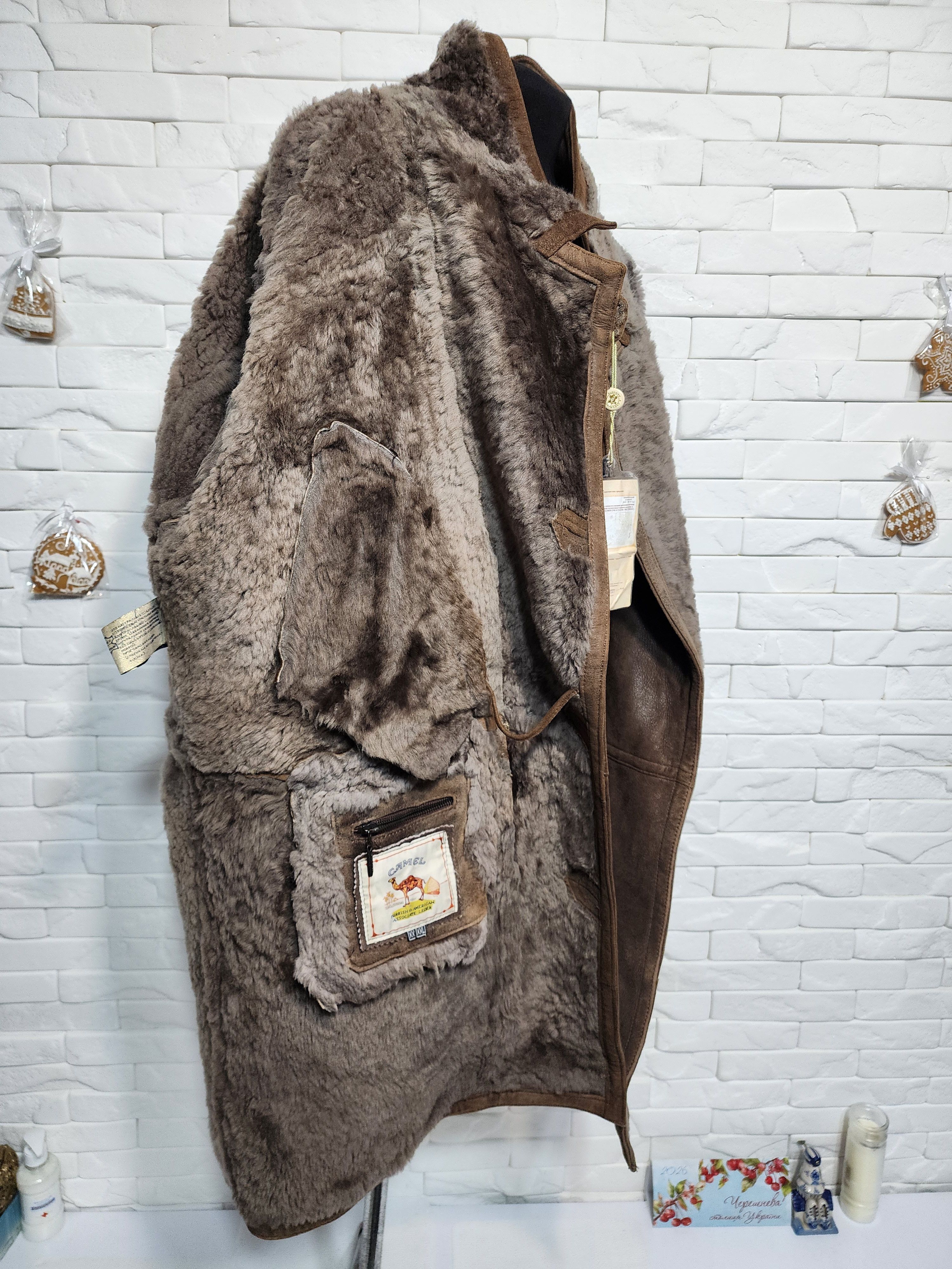 Furla Men's Brown Sheepskin Coat: Genuine Fur, Button Closure Size US XXL / EU 58 / 5 - 8 Thumbnail