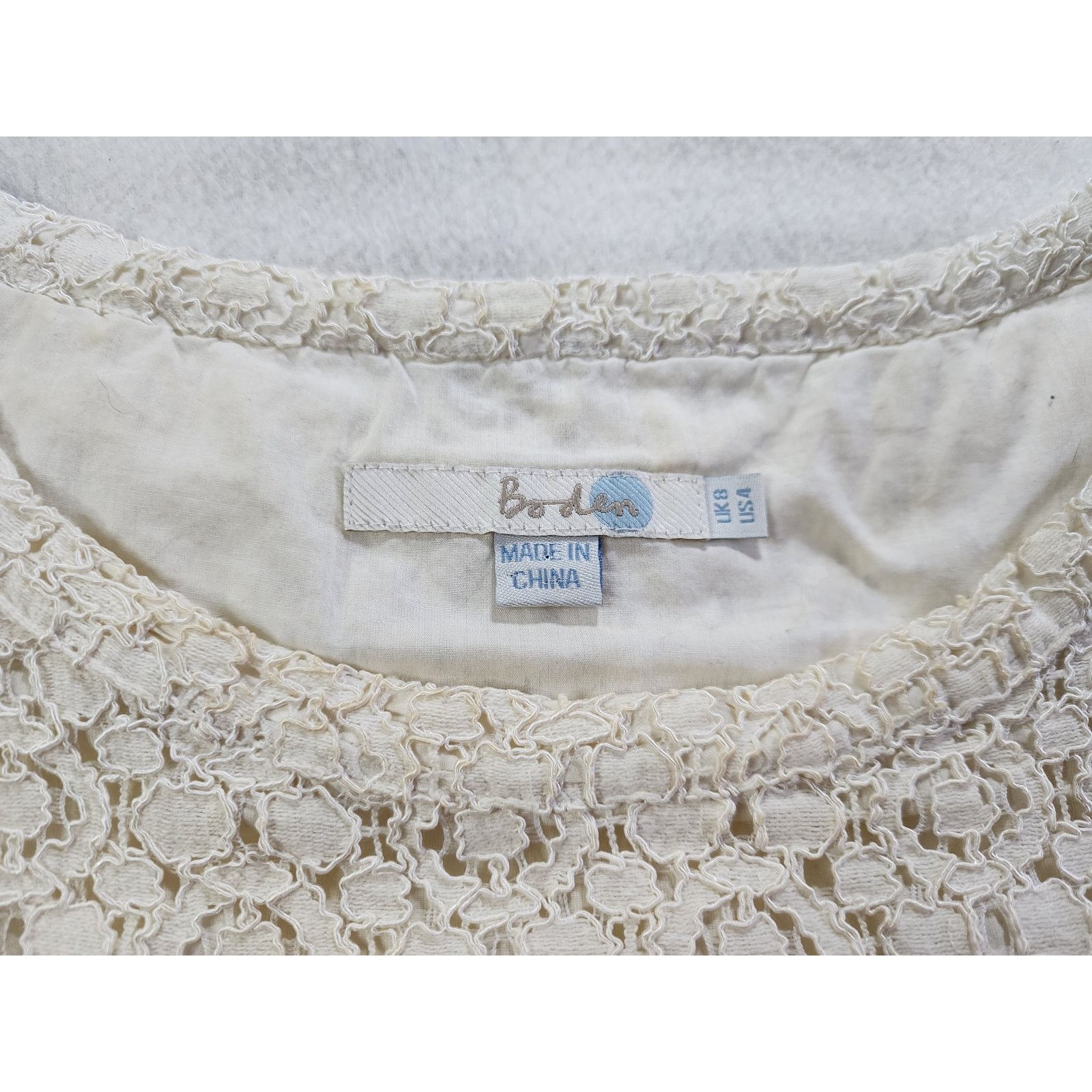 Boden Boden Ivory Floral Lace Top Cap Sleeve Size 4 Romantic Lined Size S / US 4 / IT 40 - 3 Thumbnail