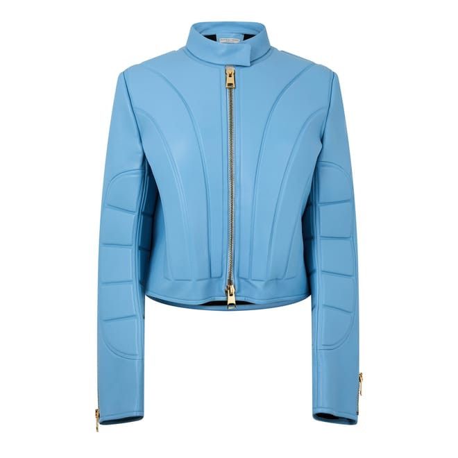 Bottega Veneta Bottega Veneta Biker Moto High Neck Jacket in Blue Size XS / US 0-2 / IT 36-38 - 1 Thumbnail