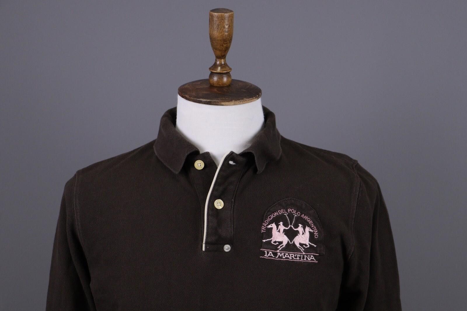La Martina La Martina Brown Long Sleeve Rugby Polo Shirt Size L Size US L / EU 52-54 / 3 - 2 Thumbnail