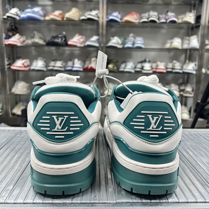 Louis Vuitton Louis Vuitton Trainer Maxi White and Teal Sneakers -2508 Size US 9.5 / EU 42-43 - 3 Thumbnail
