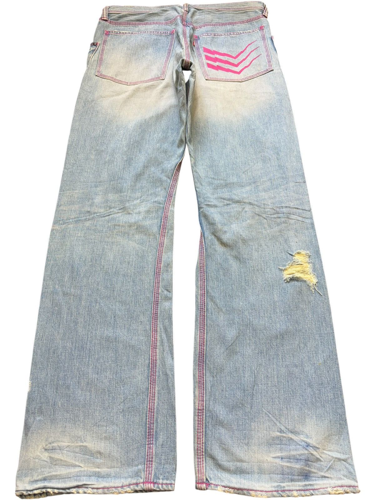 Fubu Vintage Japanese Brand Faded Wash Distress Baggy Jeans Size US 32 / EU 48 - 2 Thumbnail