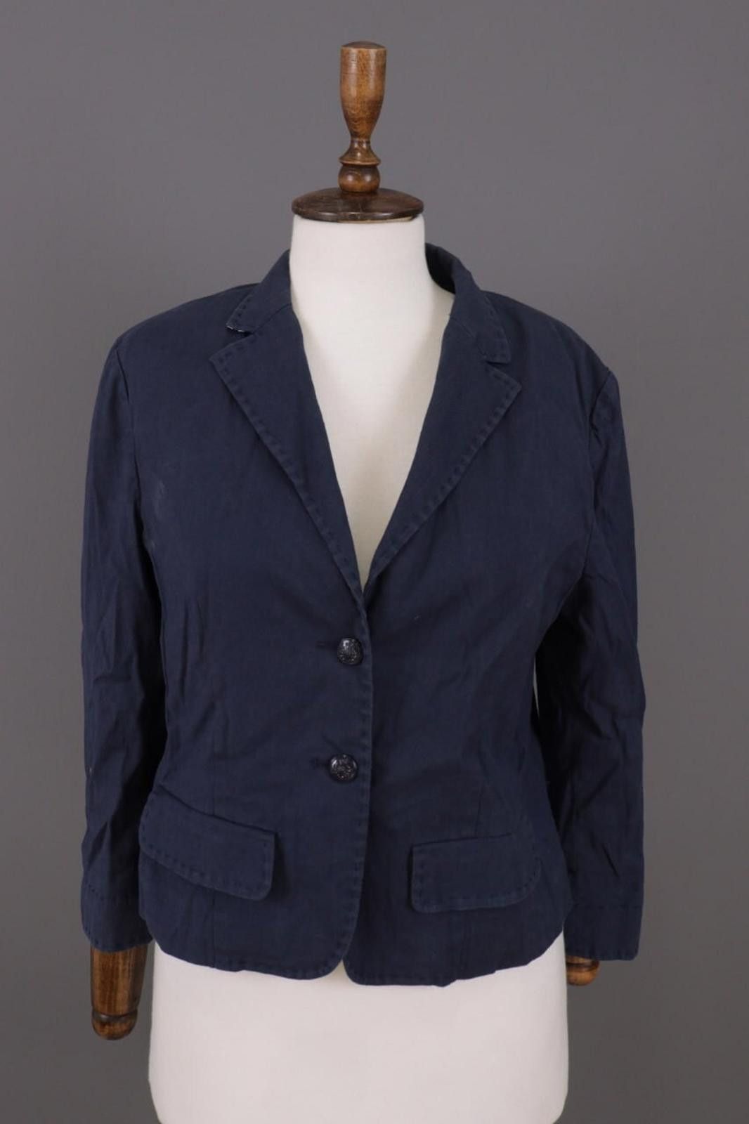 Designer Philosophy Di Alberte Ferretti Blue Linen Jacket Size USA 10 Size L / US 10 / IT 46 - 1 Thumbnail