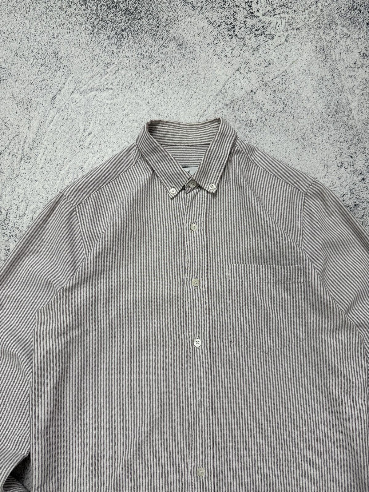 AMI AMI Alexandre Mattiussi Striped Button Up Longsleeve Shirt Size US S / EU 44-46 / 1 - 5 Thumbnail