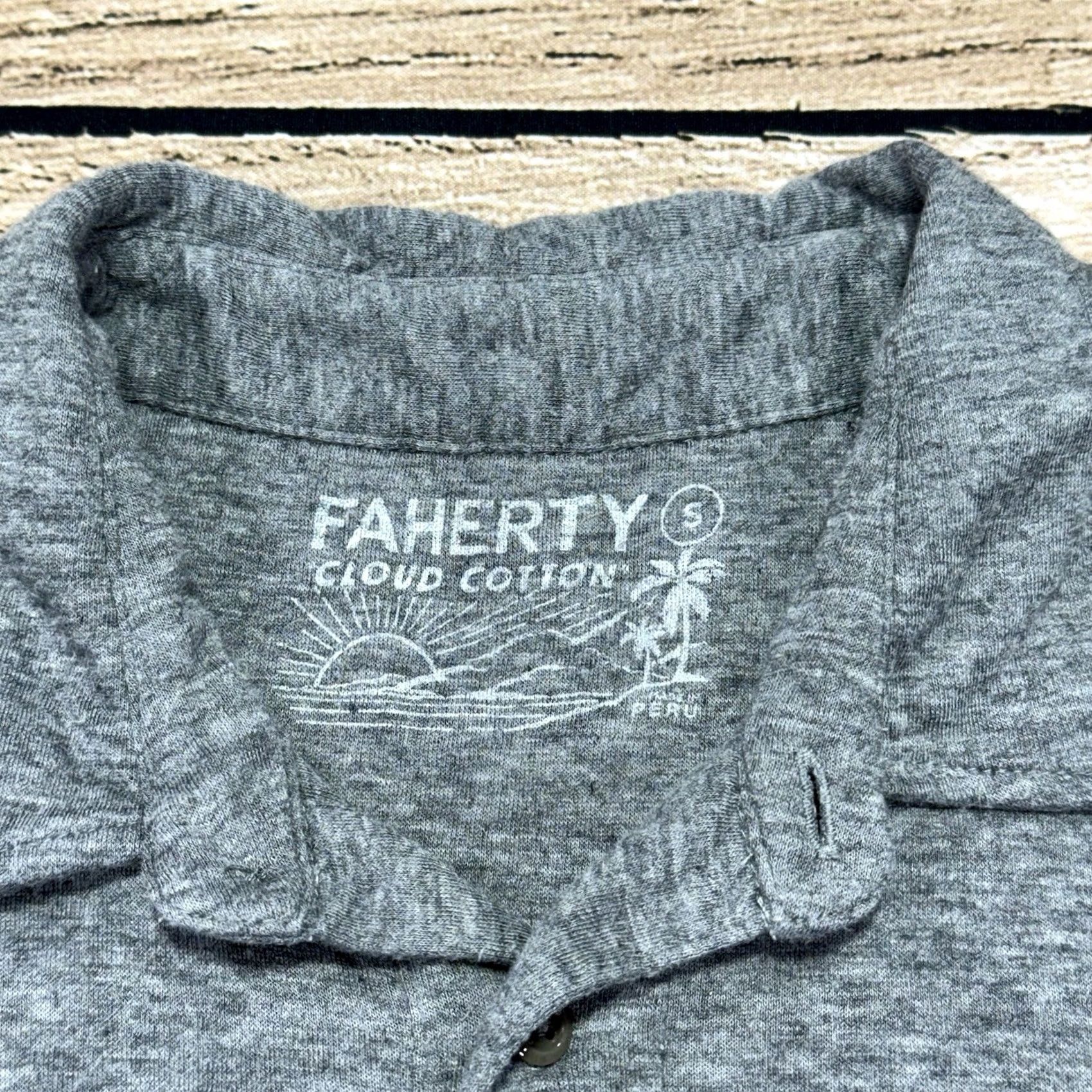 Faherty Faherty Polo Shirt Mens Small Gray Cloud Cotton Soft Pima Modal Lightweight Regular Short Sleeve Button Collar Cotton Size US S / EU 44-46 / 1 - 3 Thumbnail