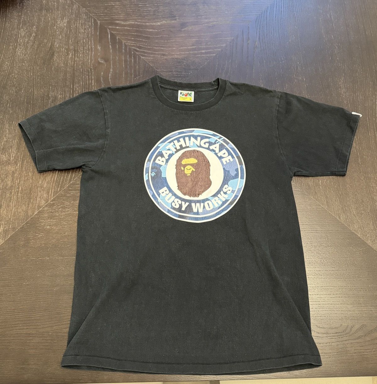 Bape Bape busy works blue camo t-shirt Size US L / EU 52-54 / 3 - 1 Thumbnail