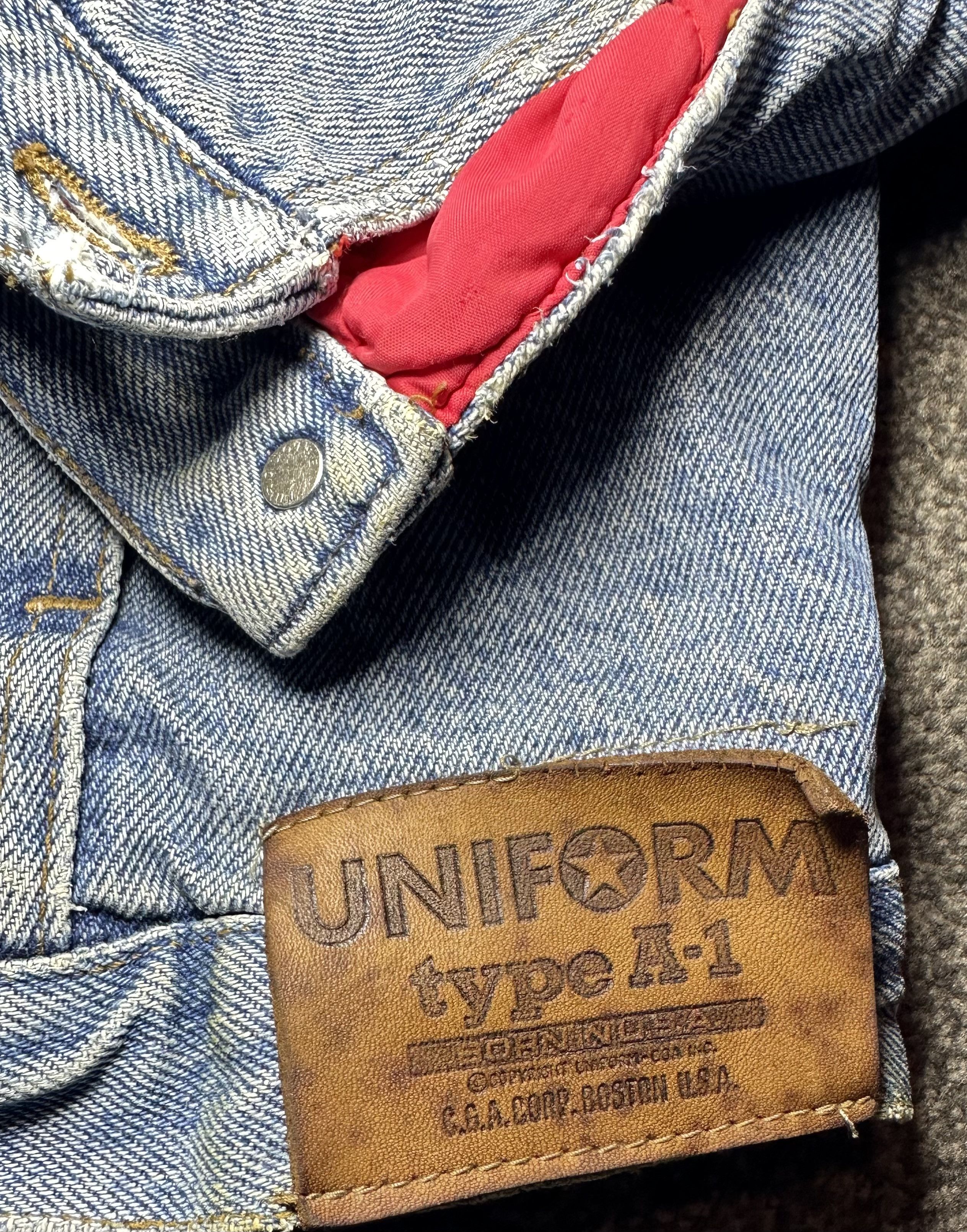 Other 1980s Uniform Jeans Type A-1 Denim Jacket (Made in Italy) Size XL / US 12-14 / IT 48-50 - 5 Thumbnail