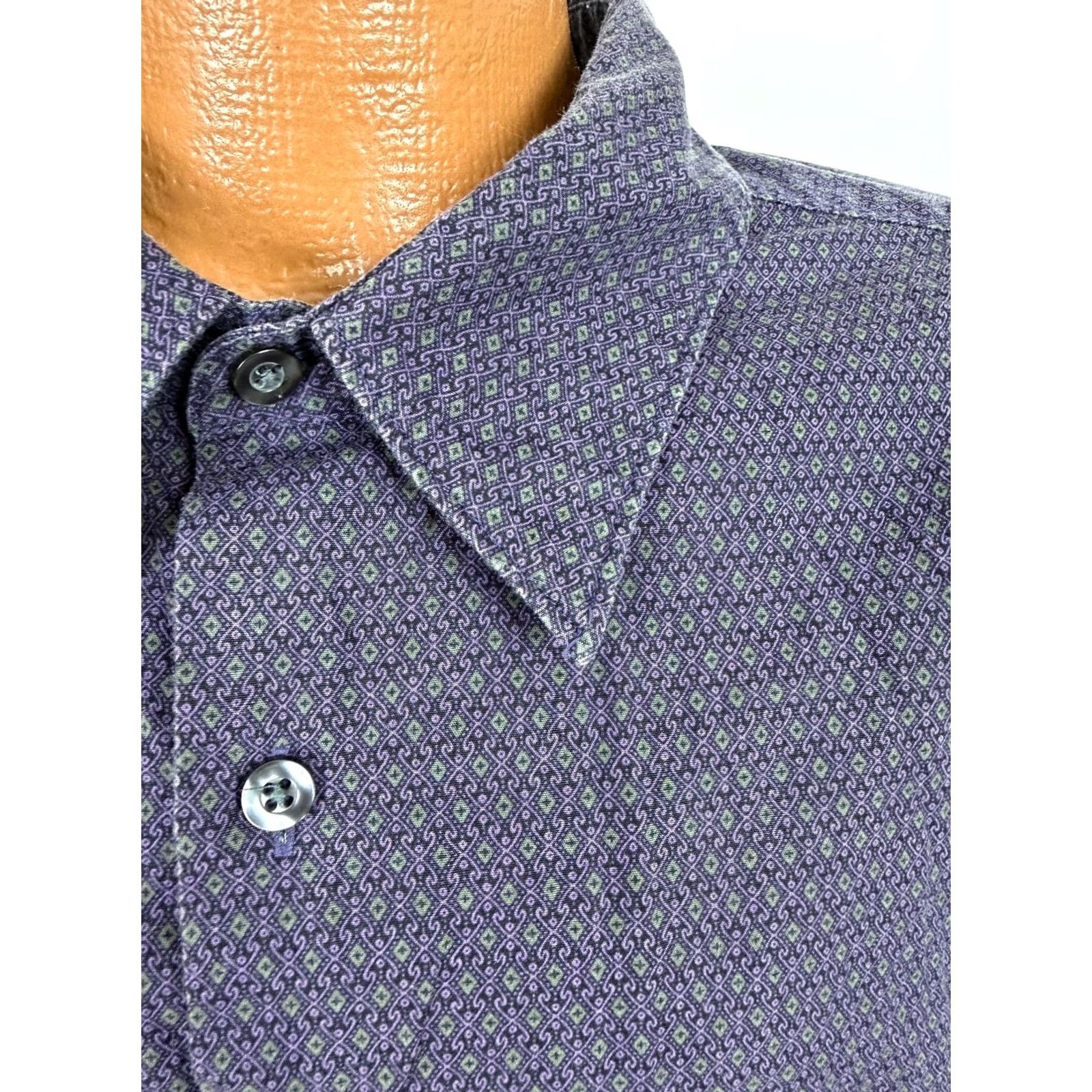 Liz Claiborne VINTAGE Claiborne Shirt Geometric 3XL Purple Cotton Button-Up Casual Mens Size US XXL / EU 58 / 5 - 6 Thumbnail