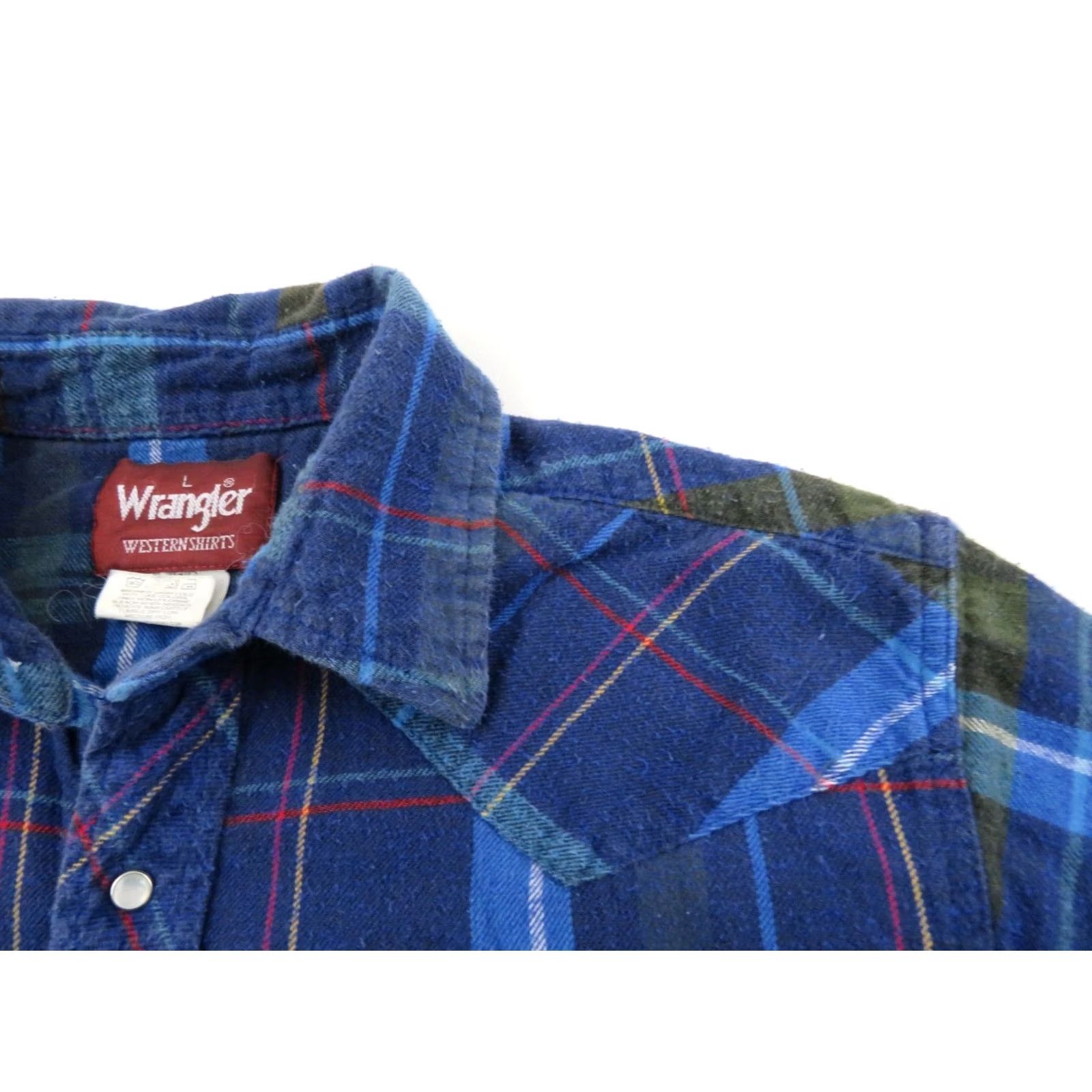 Wrangler VINTAGE Wrangler Plaid Pearl Snap Western Shirt Mens L Blue Flannel 70s 80s 90s Cowboy Grunge Hipster Long Sleeve Button Up Size US L / EU 52-54 / 3 - 5 Thumbnail