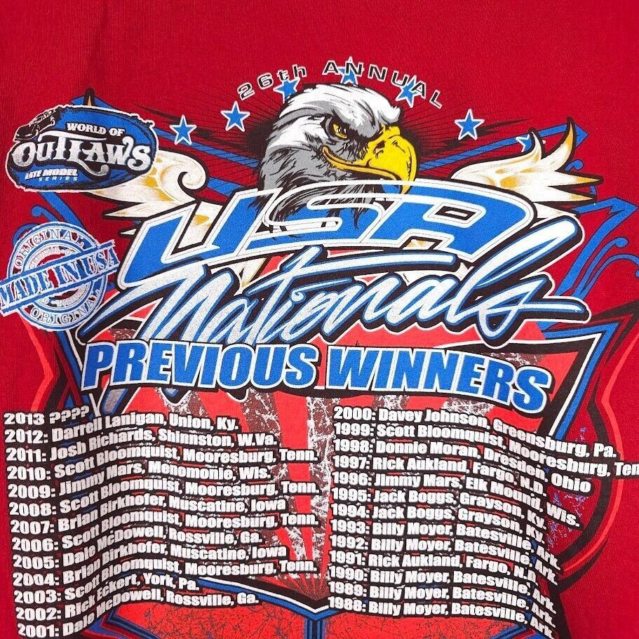 Other World Of Outlaws USA Nationals T Shirt Mens Size Medium Red Size US M / EU 48-50 / 2 - 5 Thumbnail