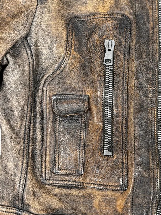 Gucci SS2011 Gucci Brown Eroded Leather Premium Jacket by Frida Giannini Size US M / EU 48-50 / 2 - 8 Thumbnail