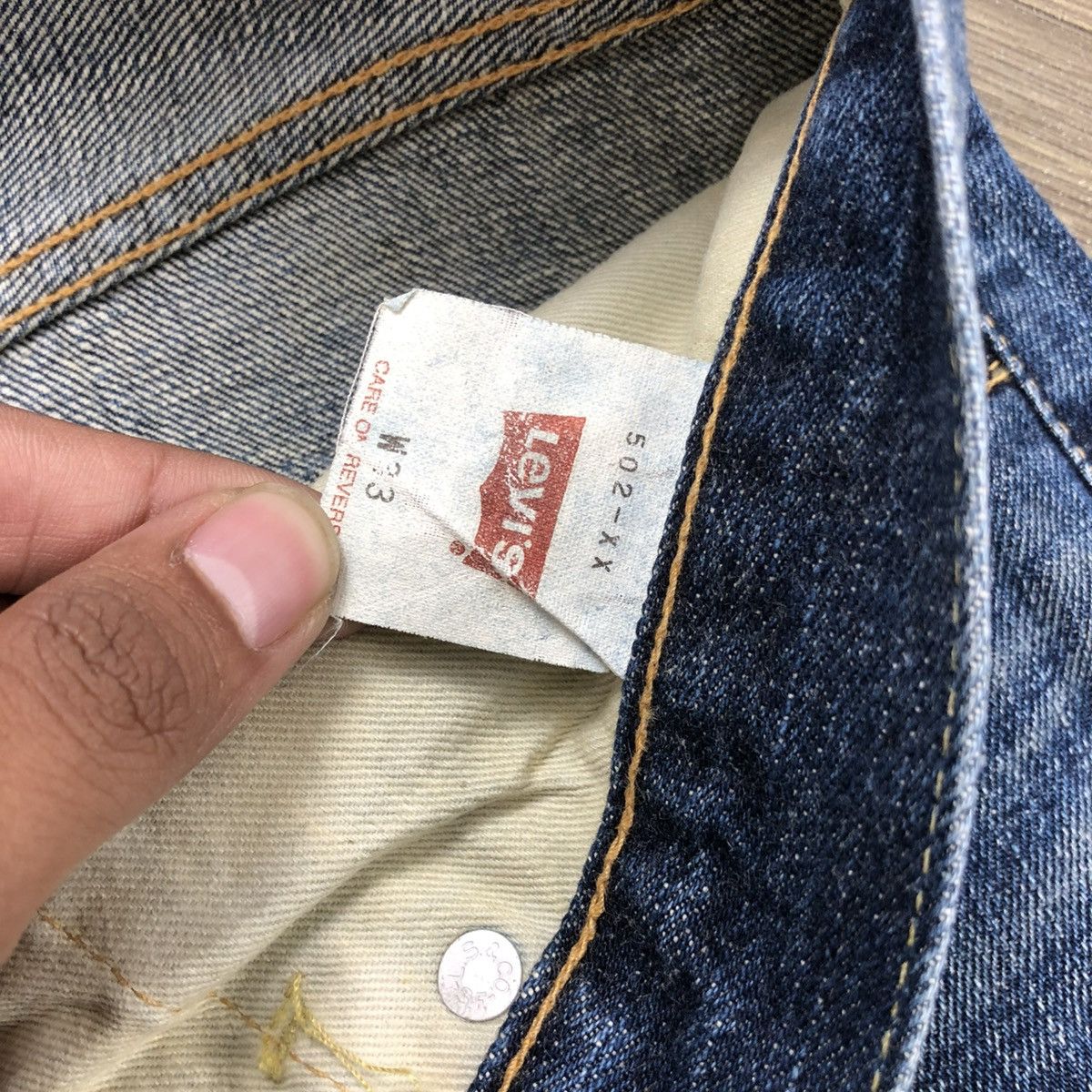 Levi's × Levi's Vintage Clothing 🇯🇵 90’s Vintage Levis 502xx Selvedge Faded Distressed Jeans Size US 33 - 9 Thumbnail