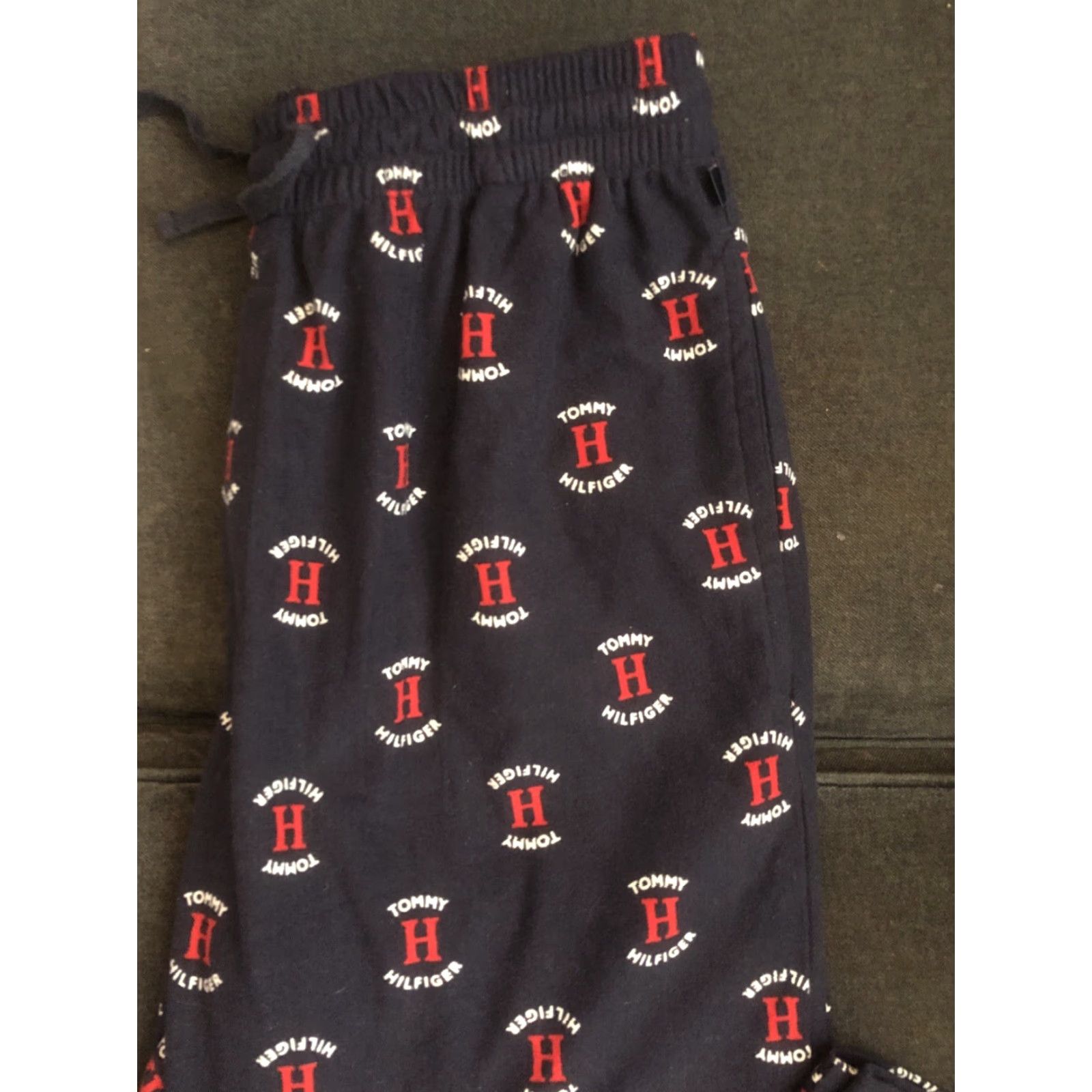 Tommy Hilfiger VINTAGE Tommy Hilfiger Lounge Pants Mens S Small Sleepwear All Over Logo Print Blue 90s Designer Logo Pants Size US 29 - 3 Thumbnail