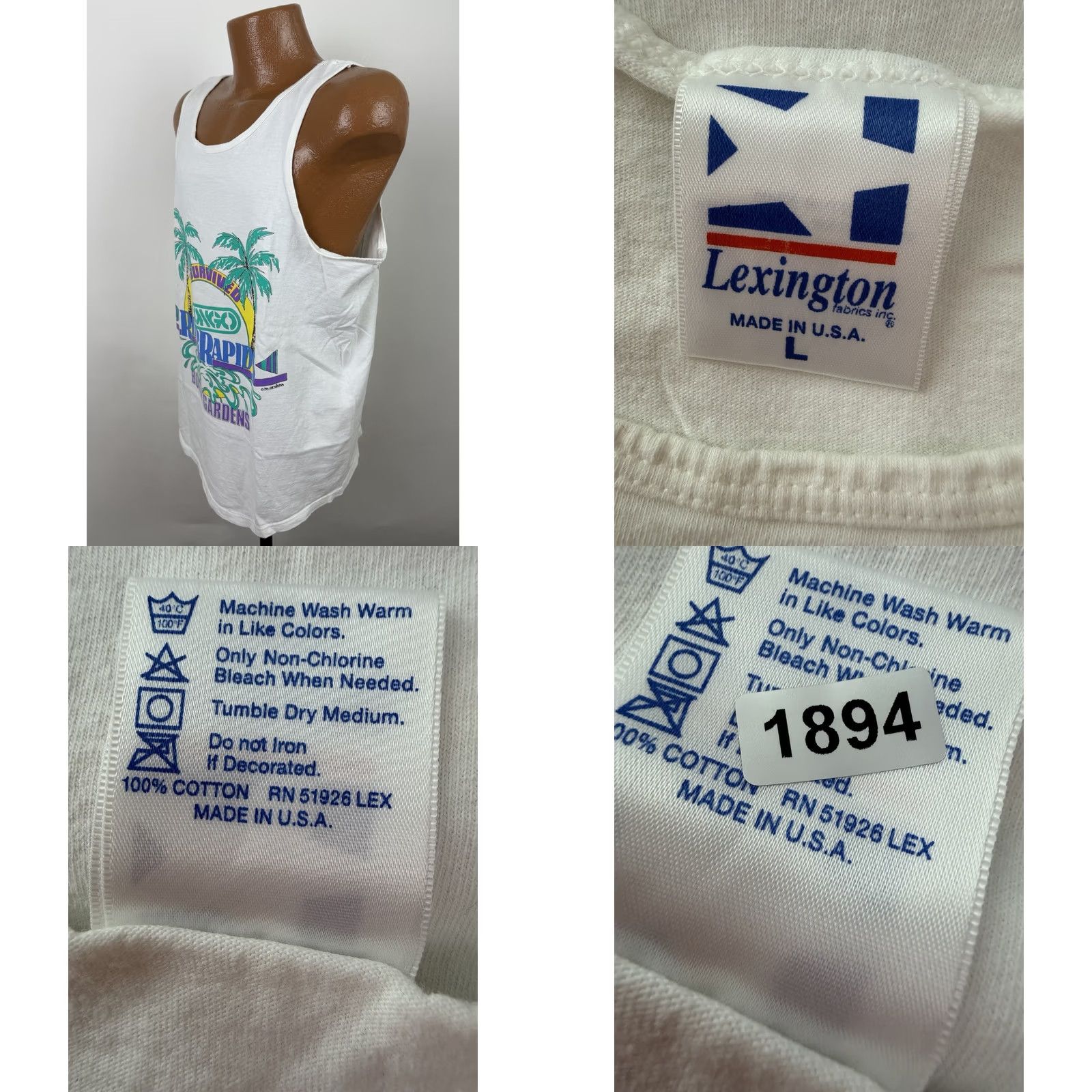 Vintage VINTAGE Busch Gardens Tank Top Large Mens 90s Florida Beach Vaporwave White Size US L / EU 52-54 / 3 - 8 Thumbnail