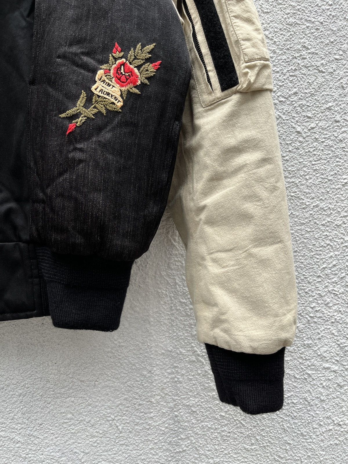 Saint Laurent Paris FW 2017 SLP Embroidered Distressed Bomber Jacket Size US S / EU 44-46 / 1 - 6 Thumbnail