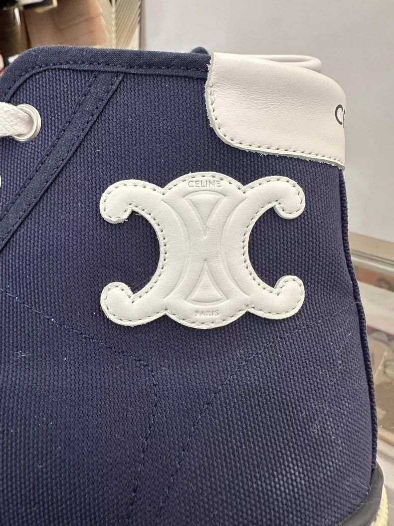Celine Celine Navy Canvas High Top Sneakers Size US 7.5 / EU 40-41 - 6 Thumbnail
