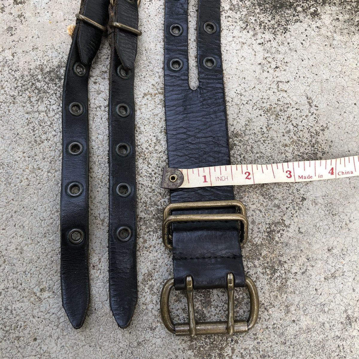 Leather Japanese Brand Black Leather Double Buckle Bondage Belt Size ONE SIZE - 5 Thumbnail