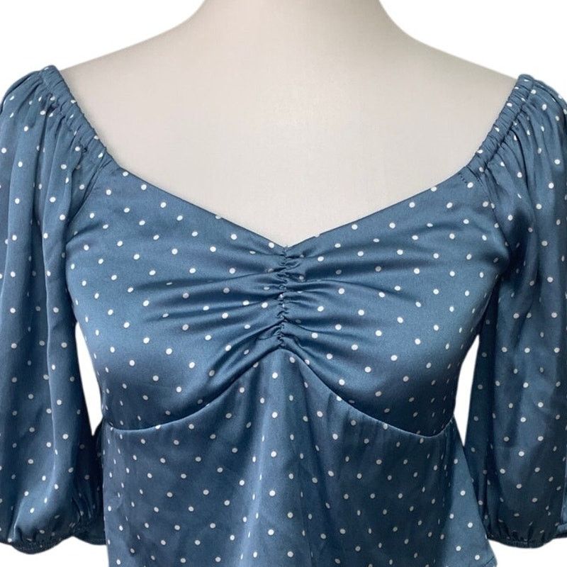 American Eagle Outfitters New American Eagle Womens Medium Puff Sleeve Zip Top Size M / US 6-8 / IT 42-44 - 2 Thumbnail