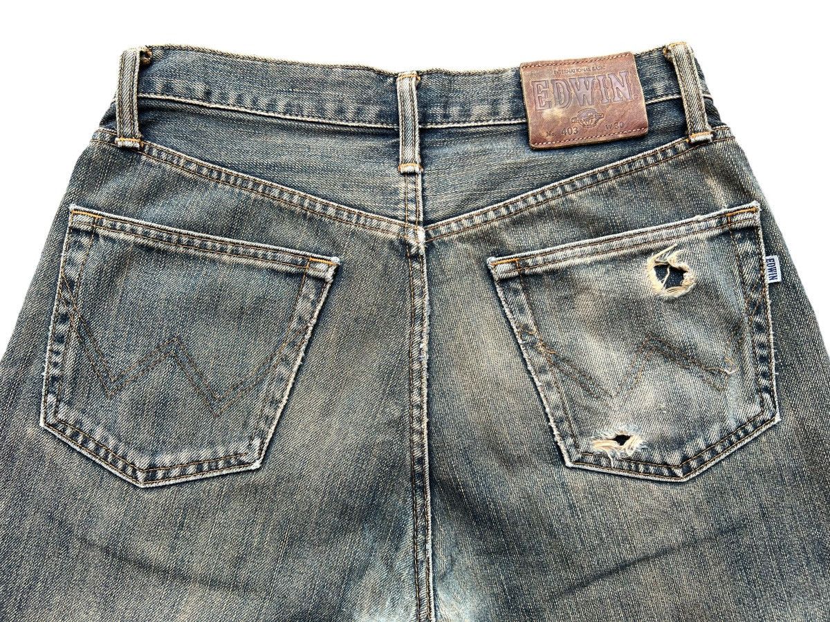 Edwin Vintage 90s Edwin Mudwash Distressed Denim Wide Jeans 30x34 Size US 30 / EU 46 - 6 Thumbnail