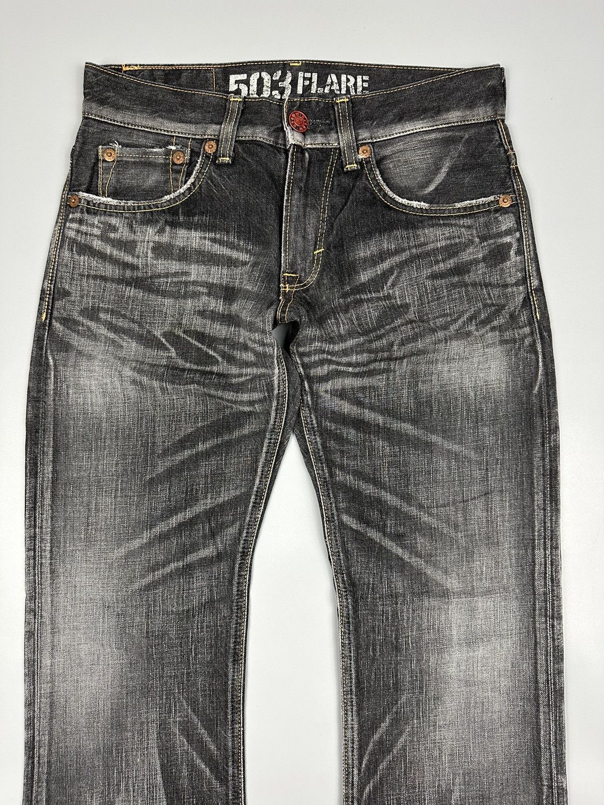 Edwin × Japanese Brand 🔥Nice🔥Vintage Edwin 503 Whiskered Flare Denim Size US 31 - 5 Thumbnail