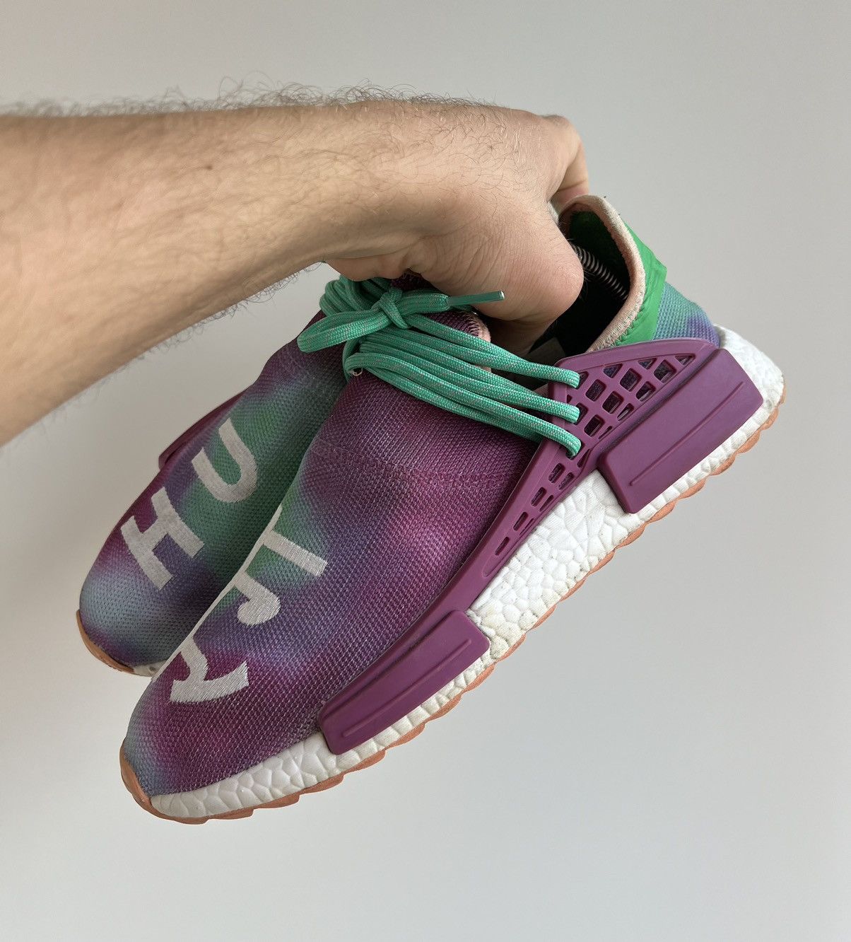 Adidas × Pharrell Pharrell Adidas NMD Human Race Trail Holi Festival Sneakers Size US 12 / EU 45 - 6 Thumbnail
