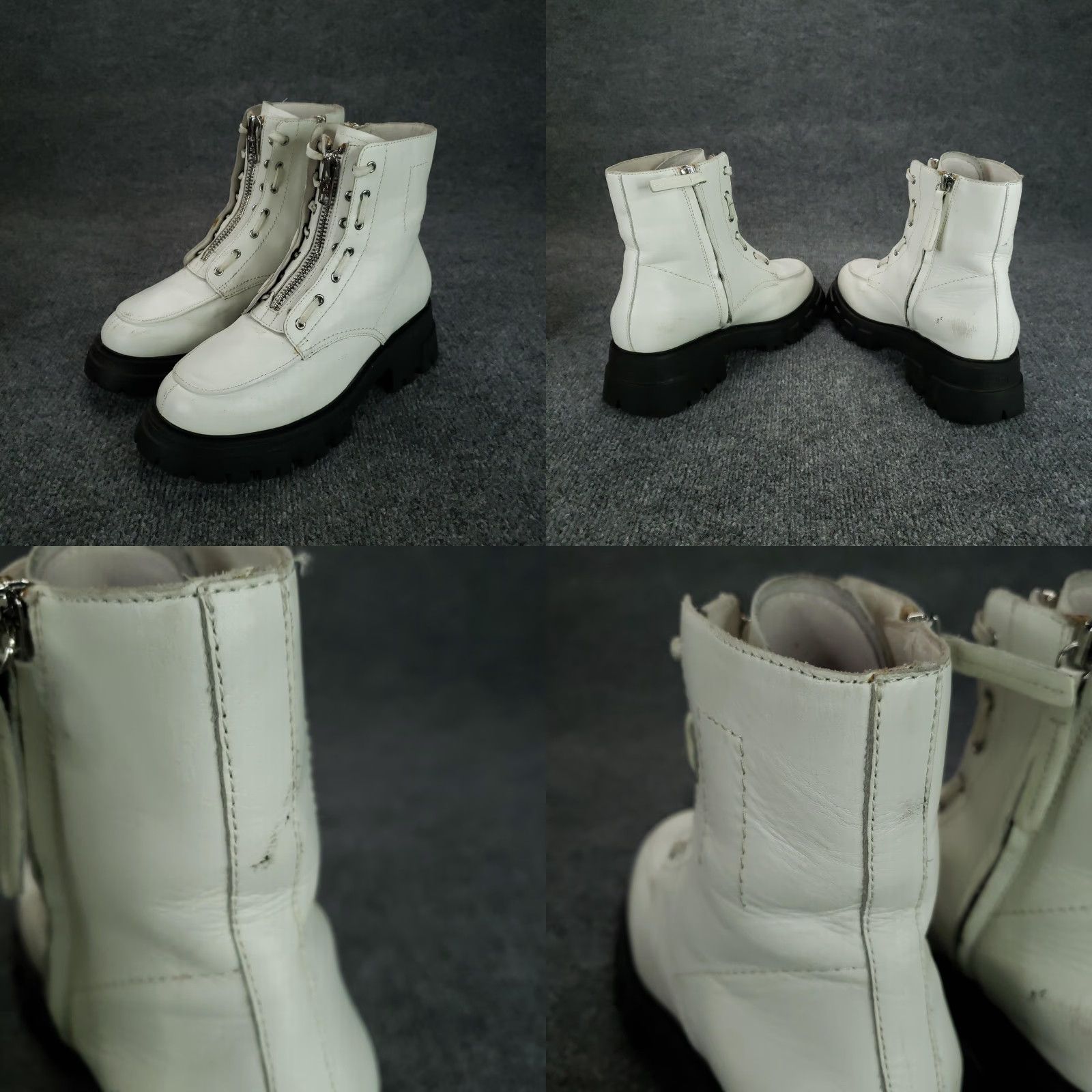 ASH ASH Lynch Boots Womens Size 7.5 White Leather Front Zip Combat Boots Mulit Lug Sole Platform Womens Shoes Size US 7.5 / IT 37.5 - 11 Thumbnail