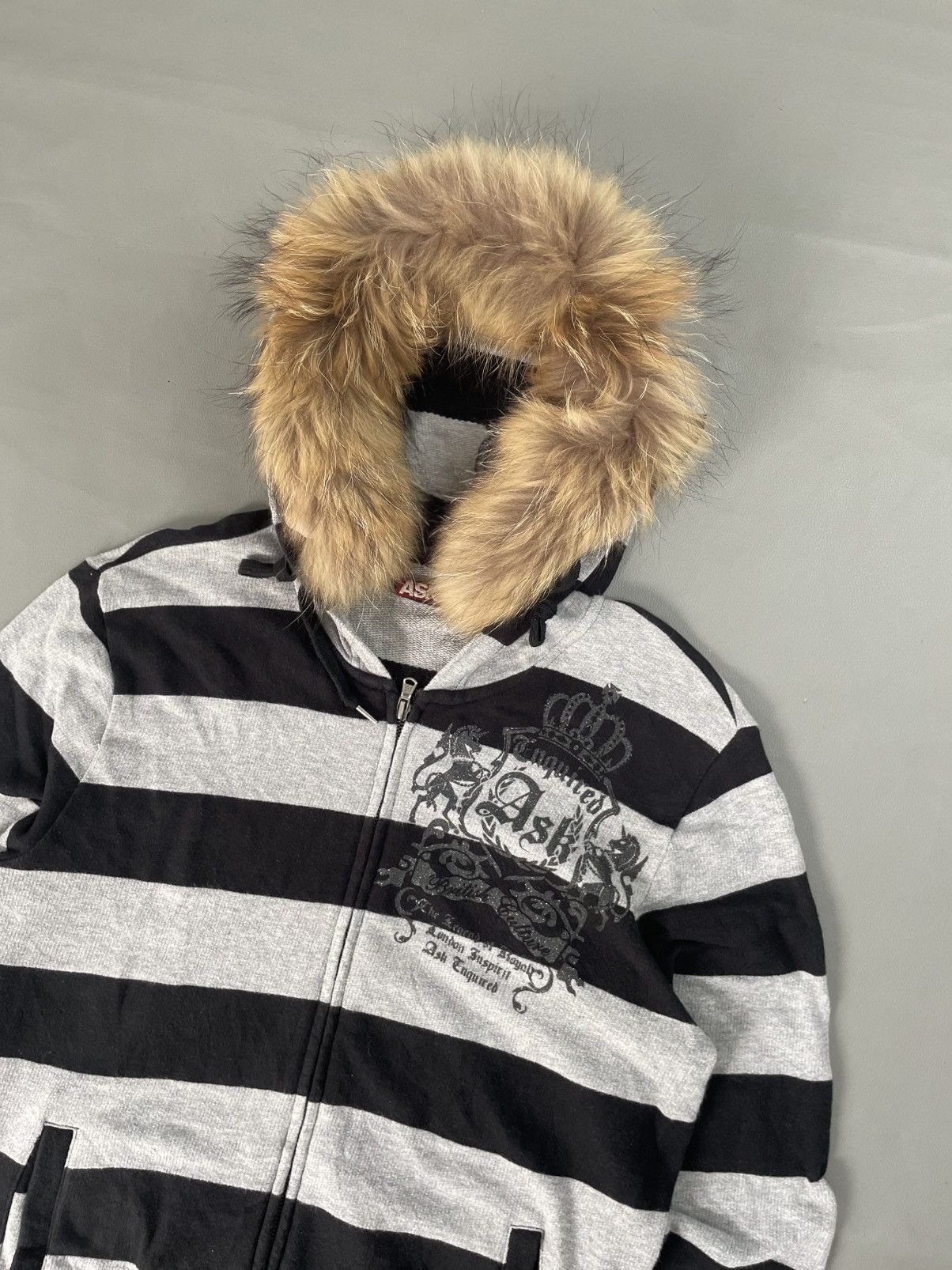 Japanese Brand Ask Enquired Stripe Fur Hoodie Size US L / EU 52-54 / 3 - 2 Thumbnail