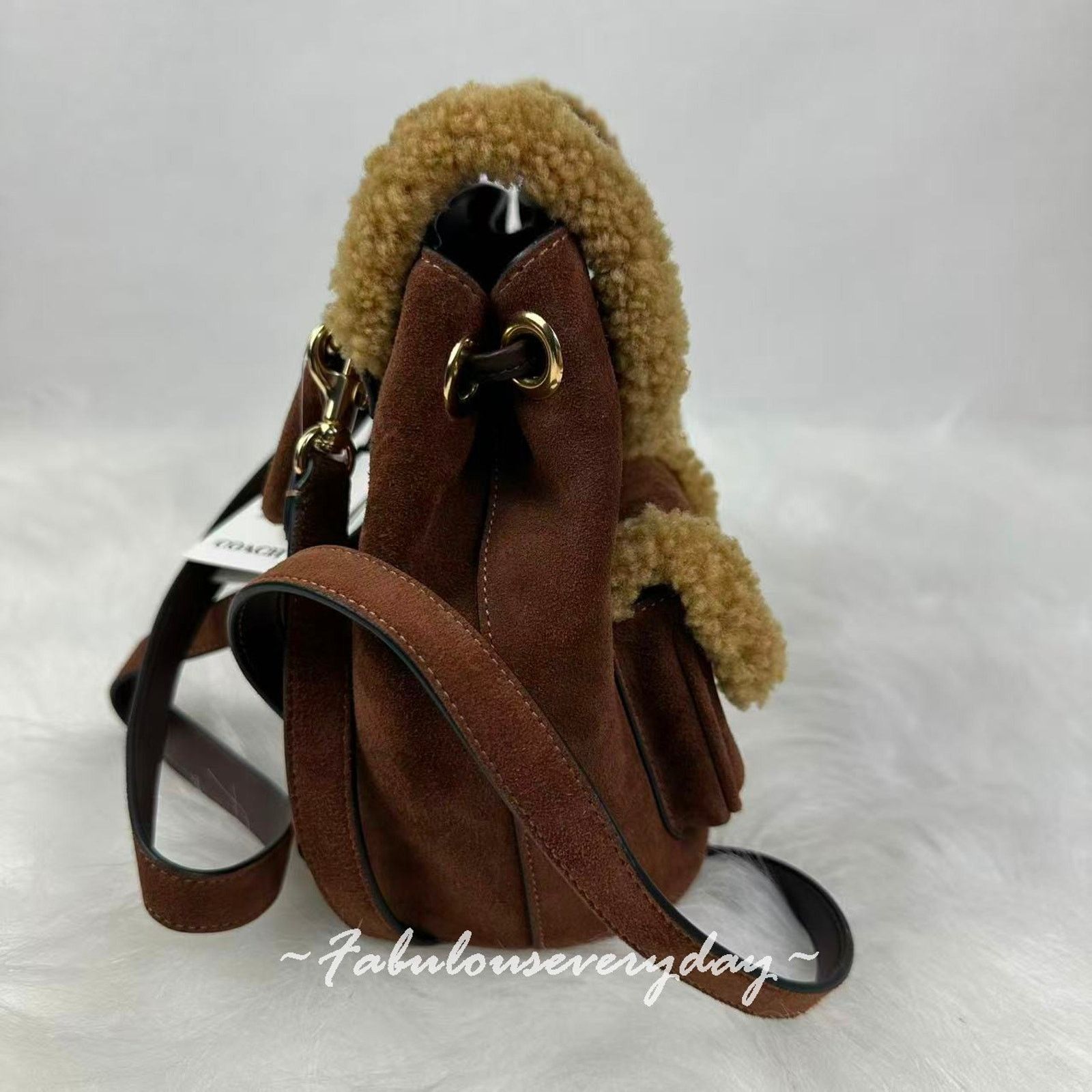 Coach Coach Hadley Backpack In Suede Shearling/Gold/Vintage Brown Size ONE SIZE - 4 Thumbnail