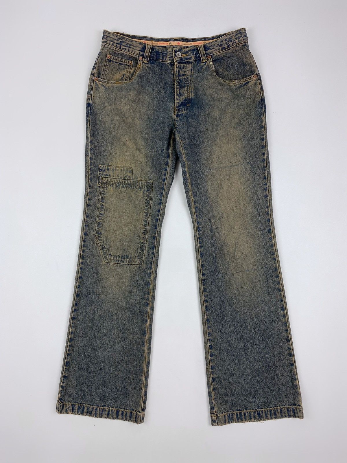 Y2K Vintage Clockhouse Mud Wash Patchwork Bootcut Denim Pant